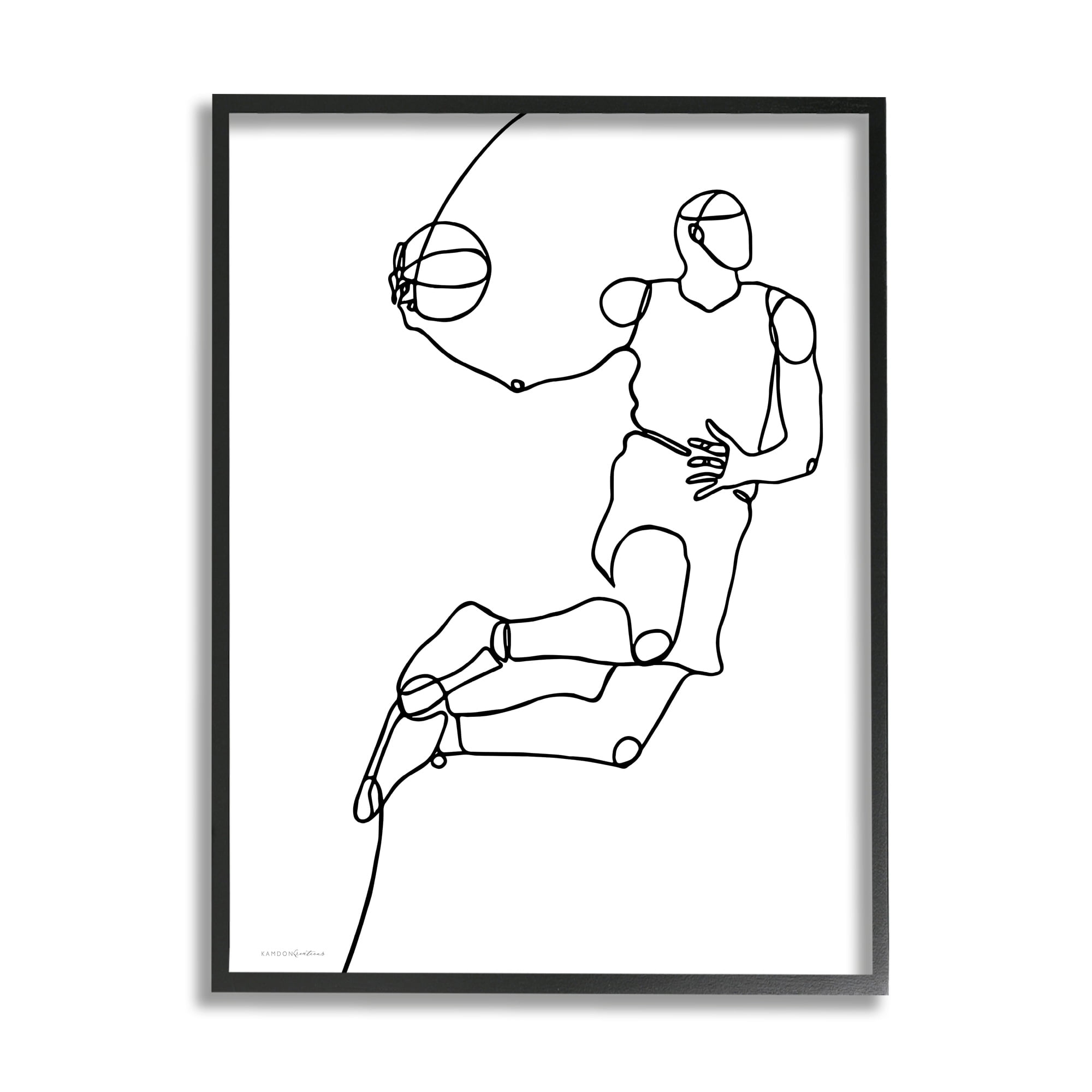 Stupell Industries Simple Line Doodle Playing Basketball Sport Design, 11 x 14, Design by Kamdon Kreations