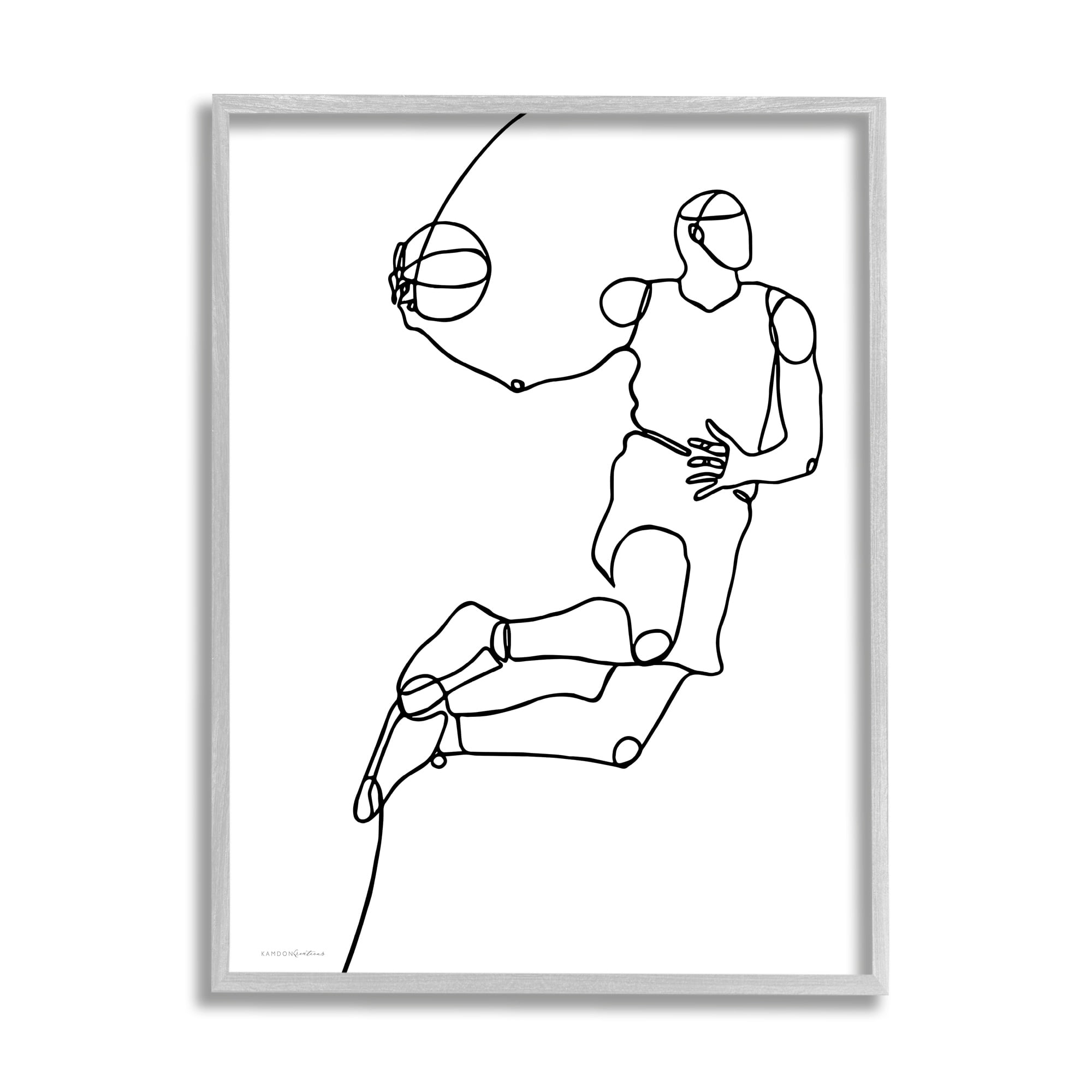 Stupell Industries Simple Line Doodle Playing Basketball Sport Design, 16 x 20, Design by Kamdon Kreations