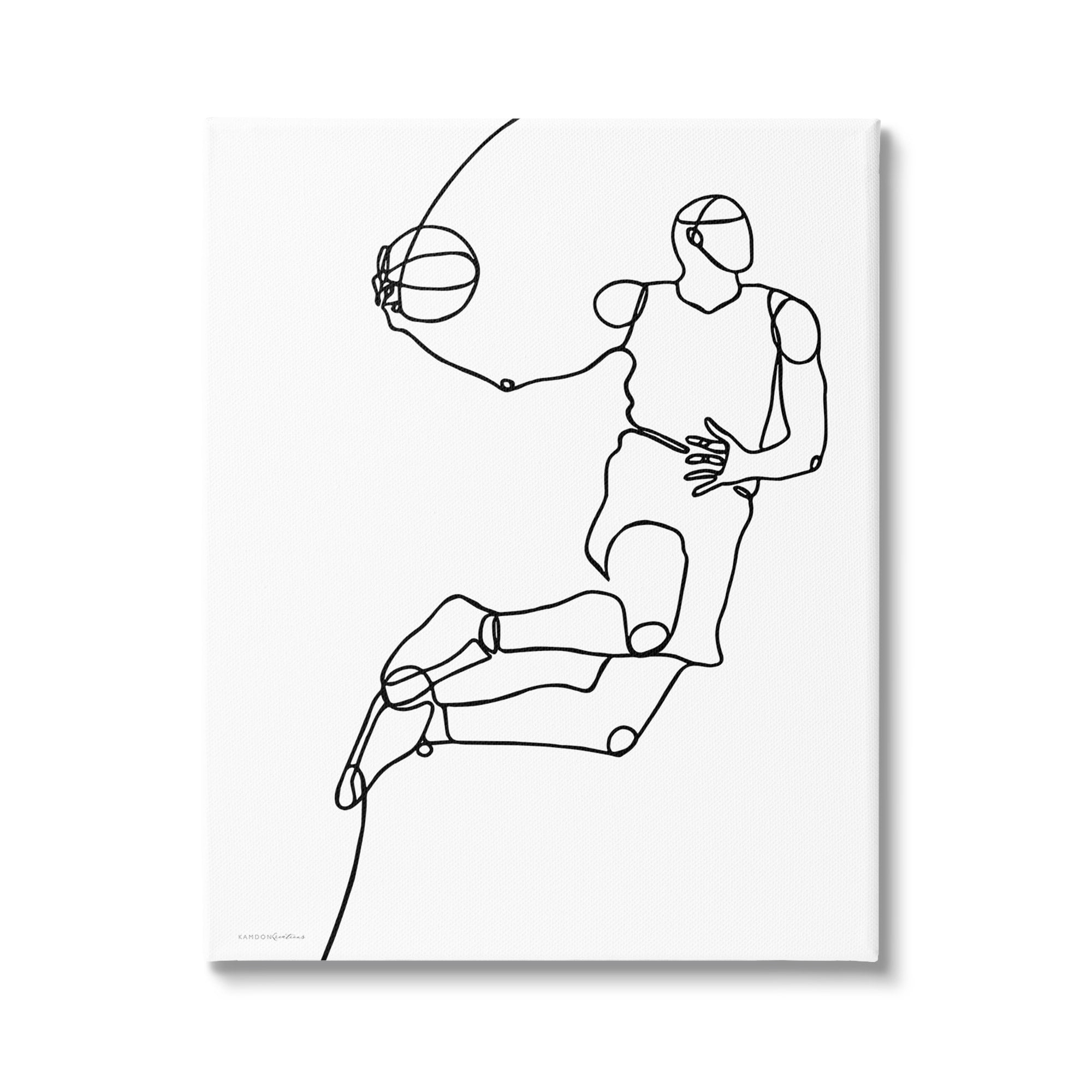 Stupell Industries Simple Line Doodle Playing Basketball Sport Design, 24 x 30, Design by Kamdon Kreations
