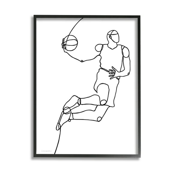 Stupell Industries Simple Line Doodle Playing Basketball Sport Design Graphic Art Black Framed Art Print Wall Art, 16x20, by Kamdon Kreations