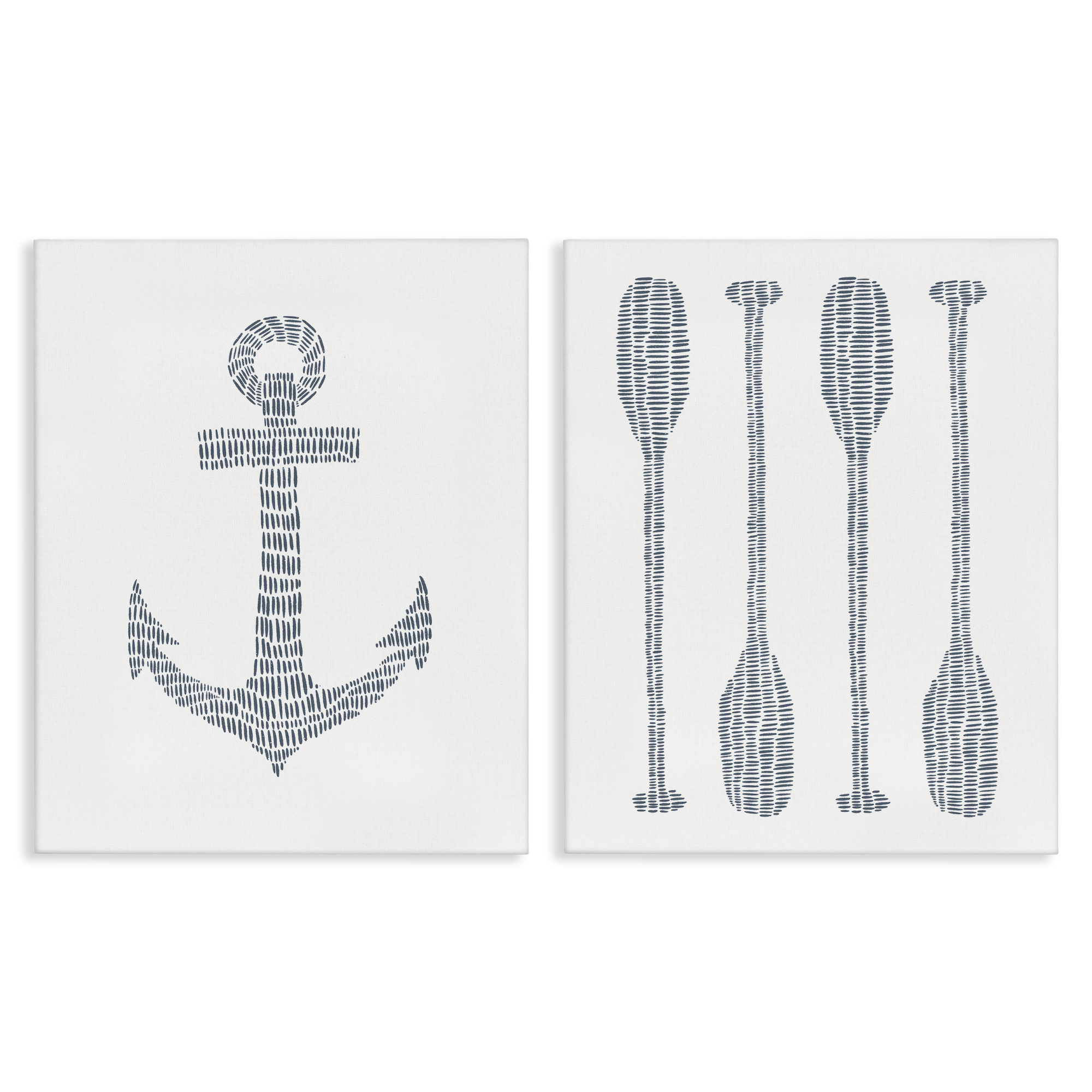 Stupell Industries Simple Lines Nautical Anchor Oars Nautical & Beach Painting Wrapped Canvas Art Print Wall Art, 24 x 30, Set of 2