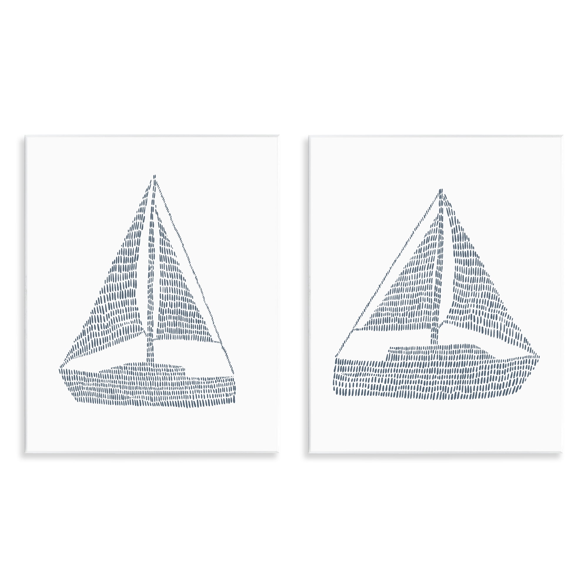 Stupell Industries Simple Lines Nautical Sailboats Nautical & Beach Painting Unframed Art Print Wall Art, 11 x 14, Set of 2