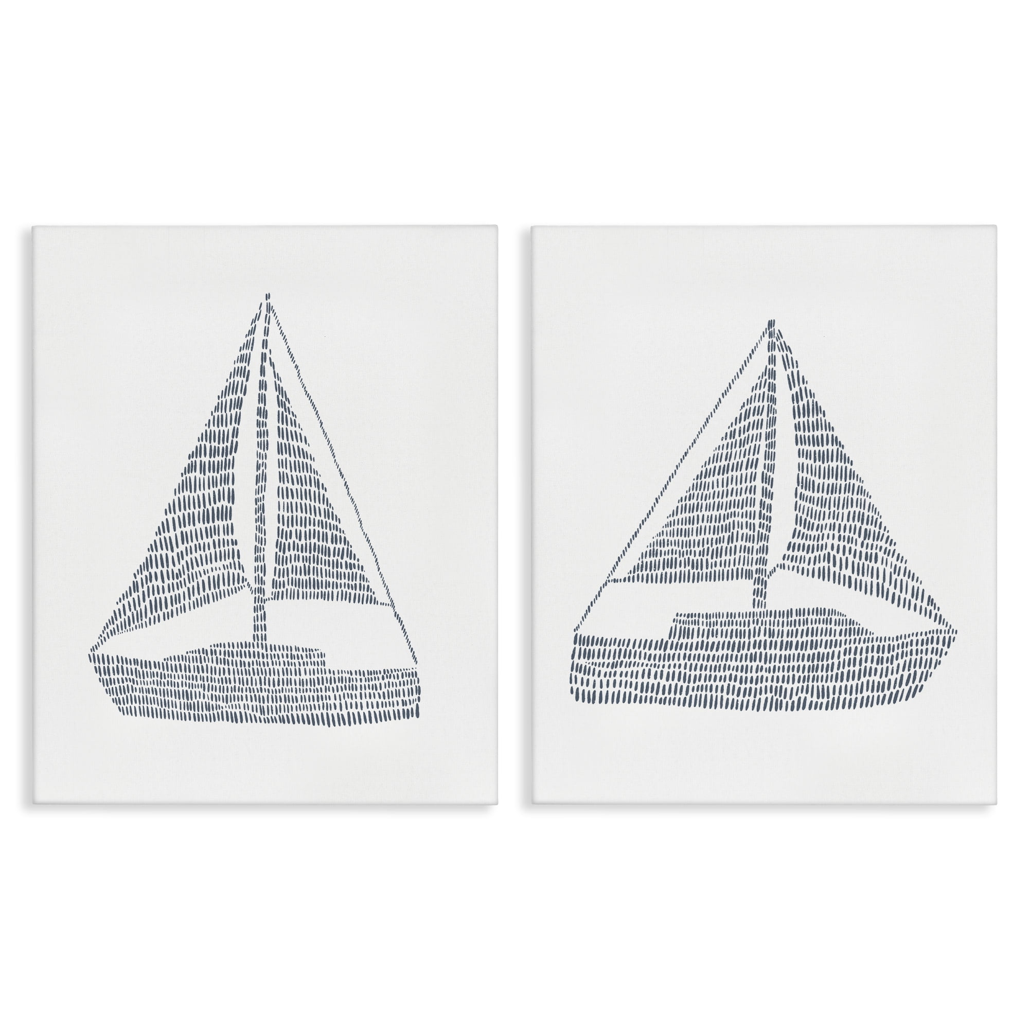 Stupell Industries Simple Lines Nautical Sailboats Nautical & Beach Painting Wrapped Canvas Art Print Wall Art, 16 x 20, Set of 2