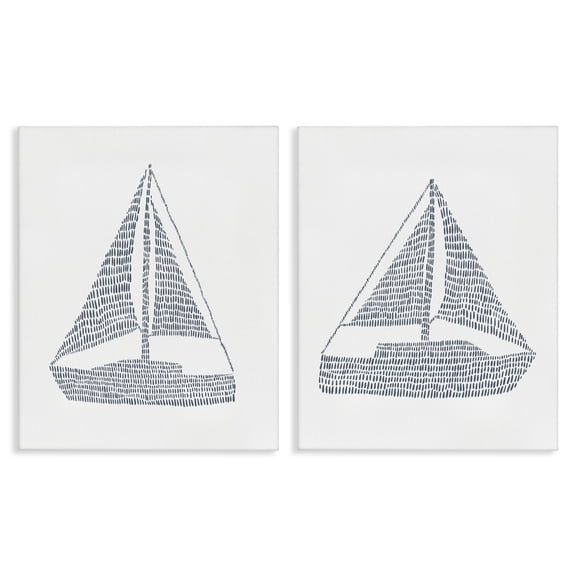 Stupell Industries Simple Lines Nautical Sailboats Nautical & Beach Painting Wrapped Canvas Art Print Wall Art, 16 x 20, Set of 2