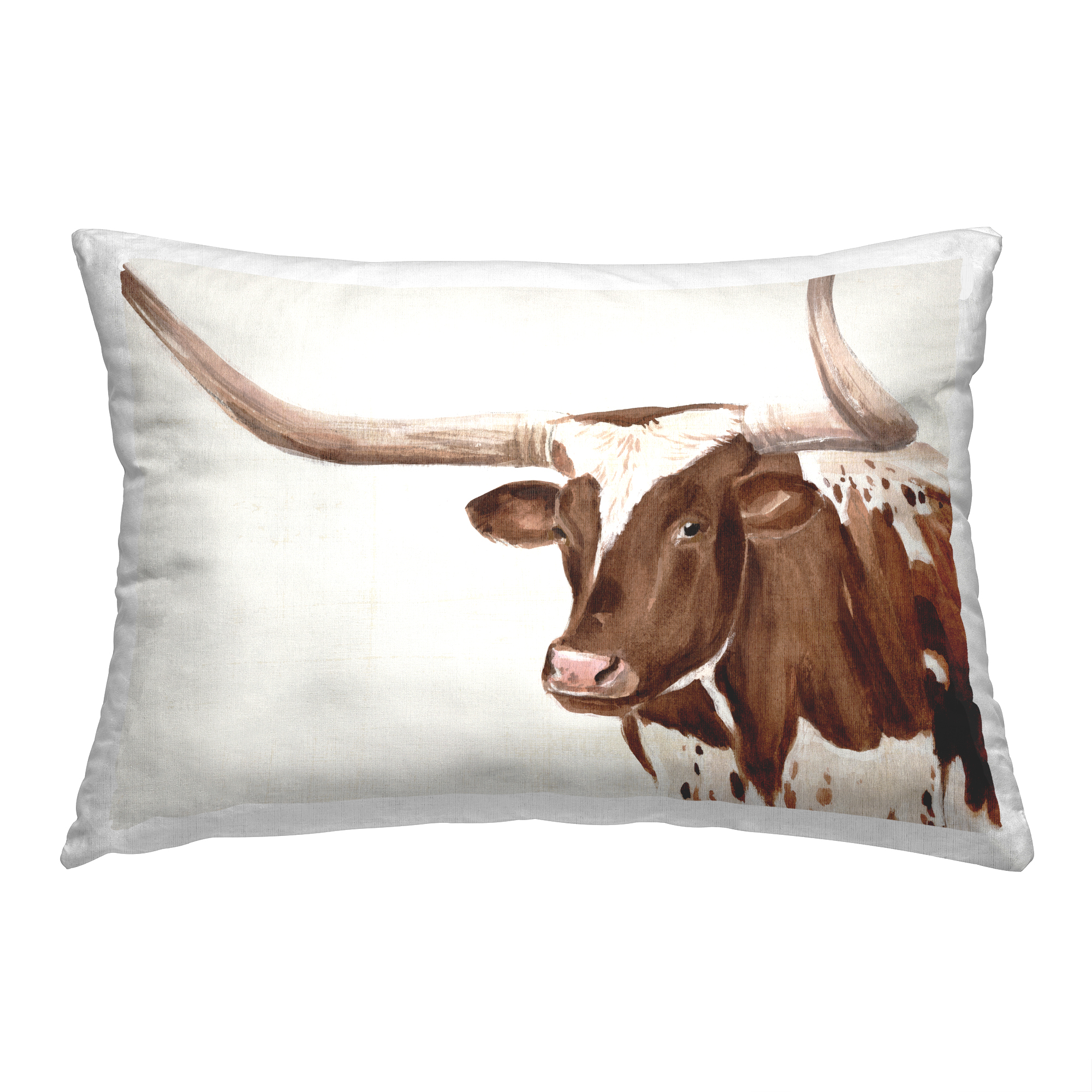 Stupell Industries Simple Longhorn Cow Decorative Printed Throw Pillow, 14 x 20