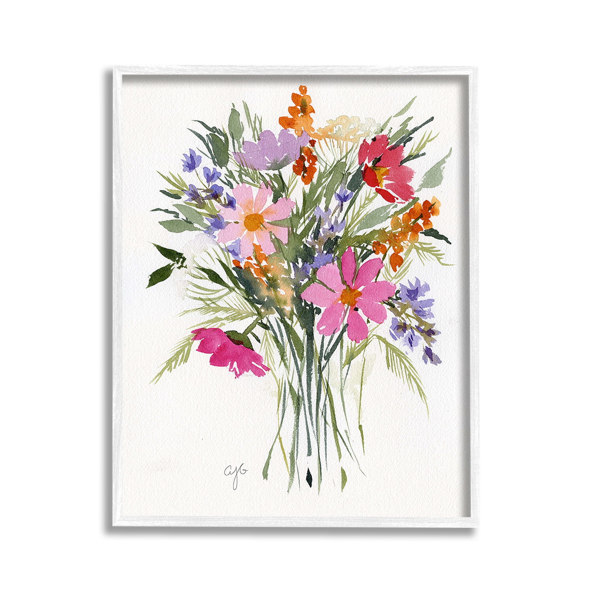 Stupell Industries Simple Mixed Bouquet Botanical & Floral Painting White Framed Art Print Wall Art, 11 x 14