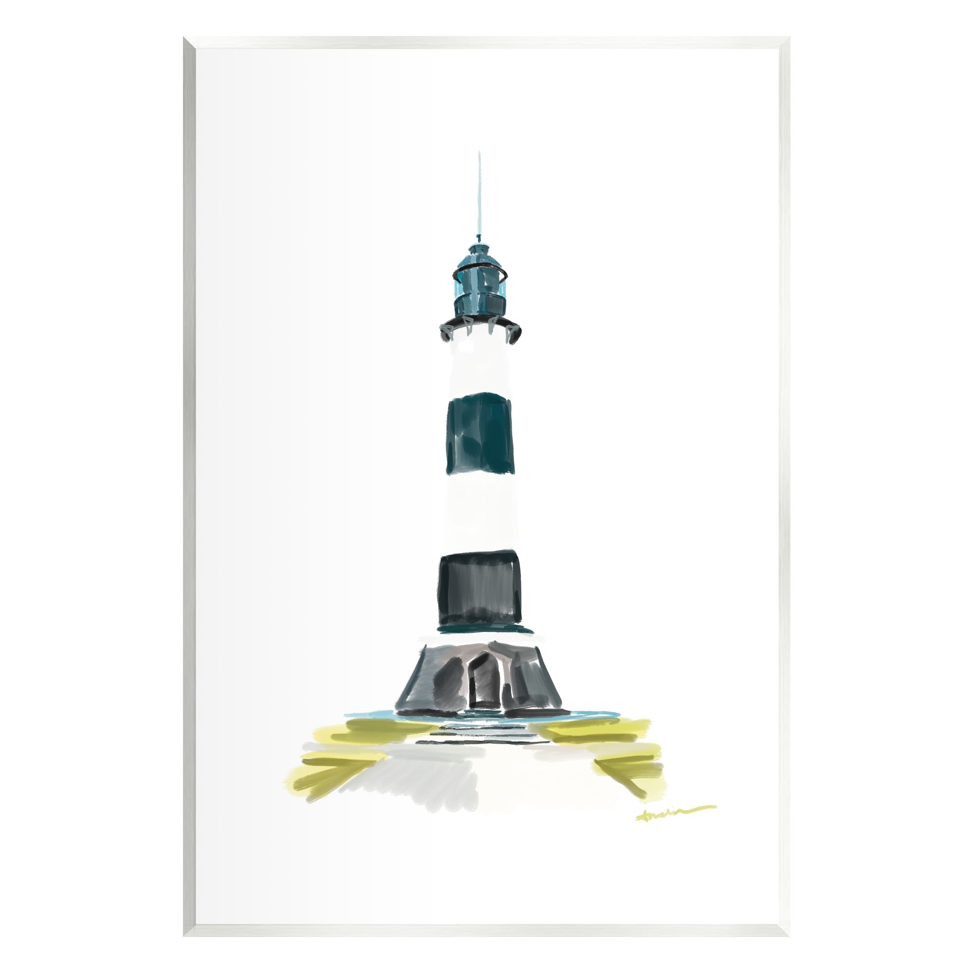 Stupell Industries Simple Modern Lighthouse Nature Painting Unframed Art Print Wall Art, 10 x 15