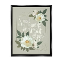 Stupell Industries Simple Moments & Blossoms Botanical & Floral Painting Black Floater Framed Canvas Art Print Wall Art, 17 x 21