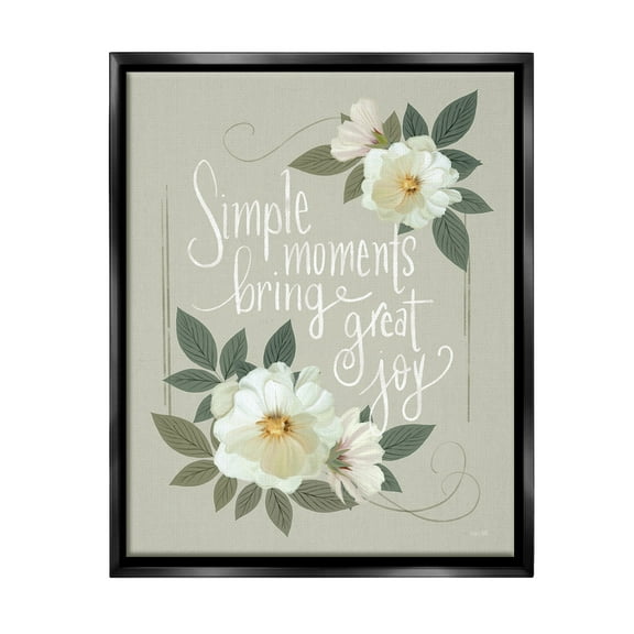 Stupell Industries Simple Moments & Blossoms Botanical & Floral Painting Black Floater Framed Canvas Art Print Wall Art, 17 x 21