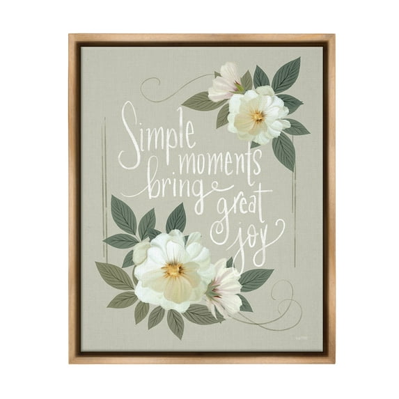 Stupell Industries Simple Moments & Blossoms Botanical & Floral Painting Brown Floater Framed Canvas Art Print Wall Art, 17 x 21