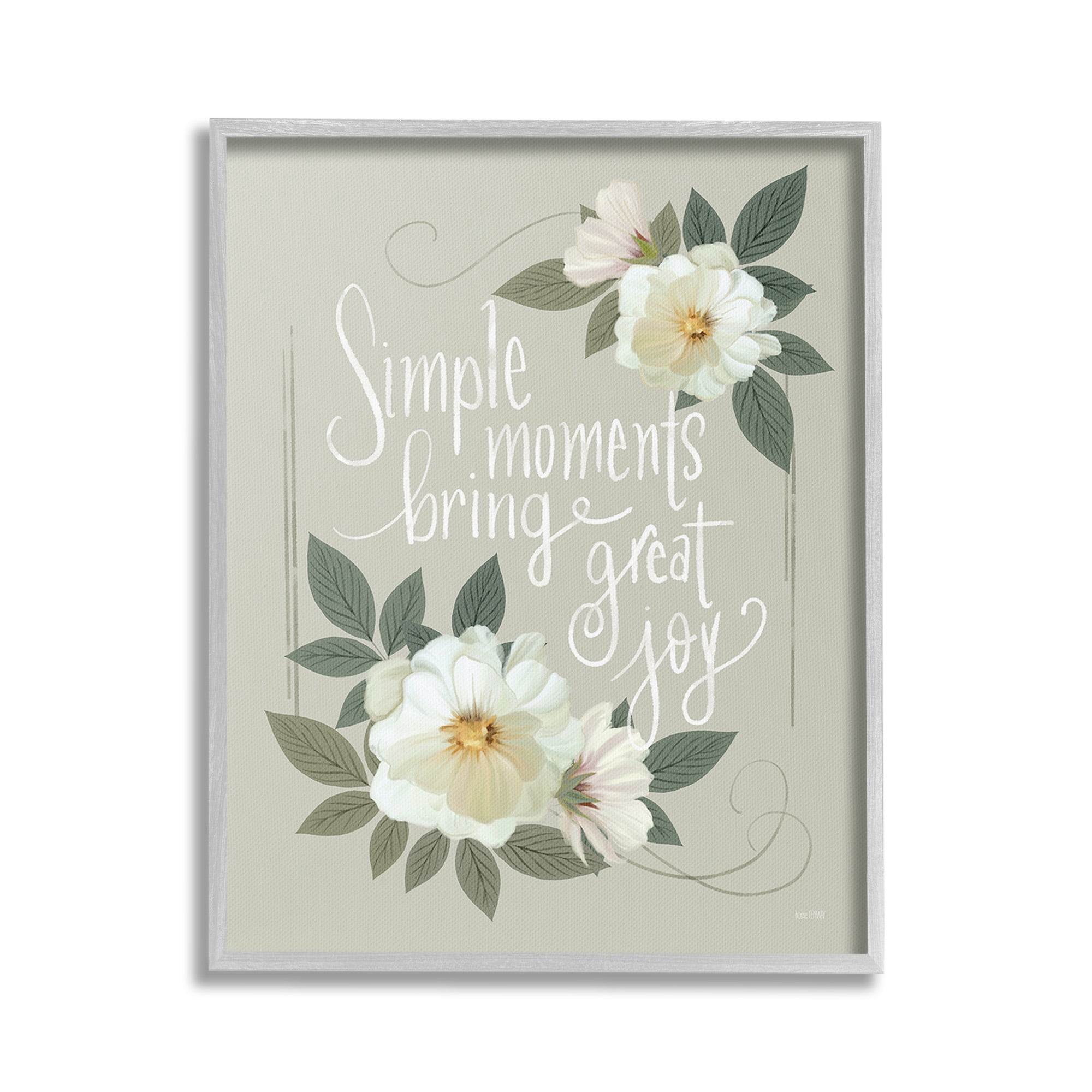 Stupell Industries Simple Moments & Blossoms Botanical & Floral Painting Gray Framed Art Print Wall Art, 16 x 20
