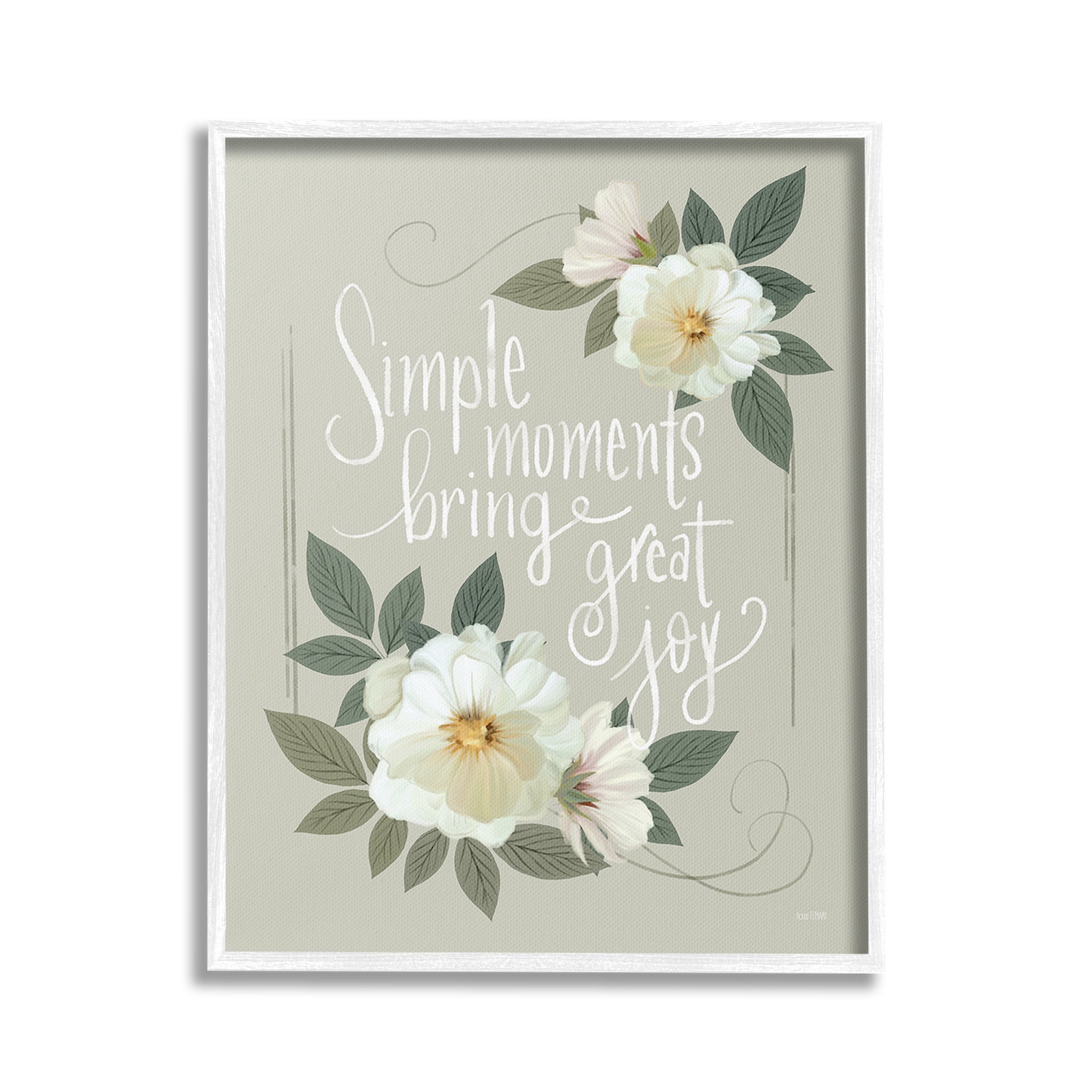 Stupell Industries Simple Moments & Blossoms Botanical & Floral Painting White Framed Art Print Wall Art, 16 x 20