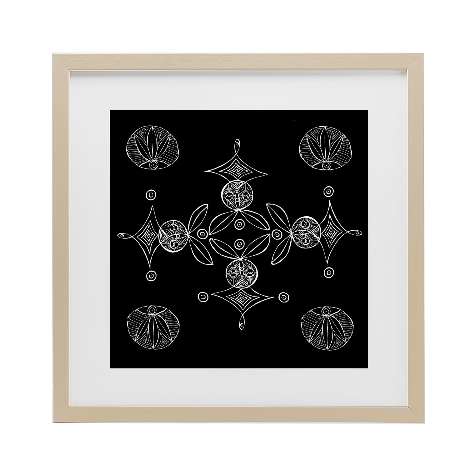 Stupell Industries Simple Monochrome Fractals Birch Framed Print Under Glass, design by El Perkin