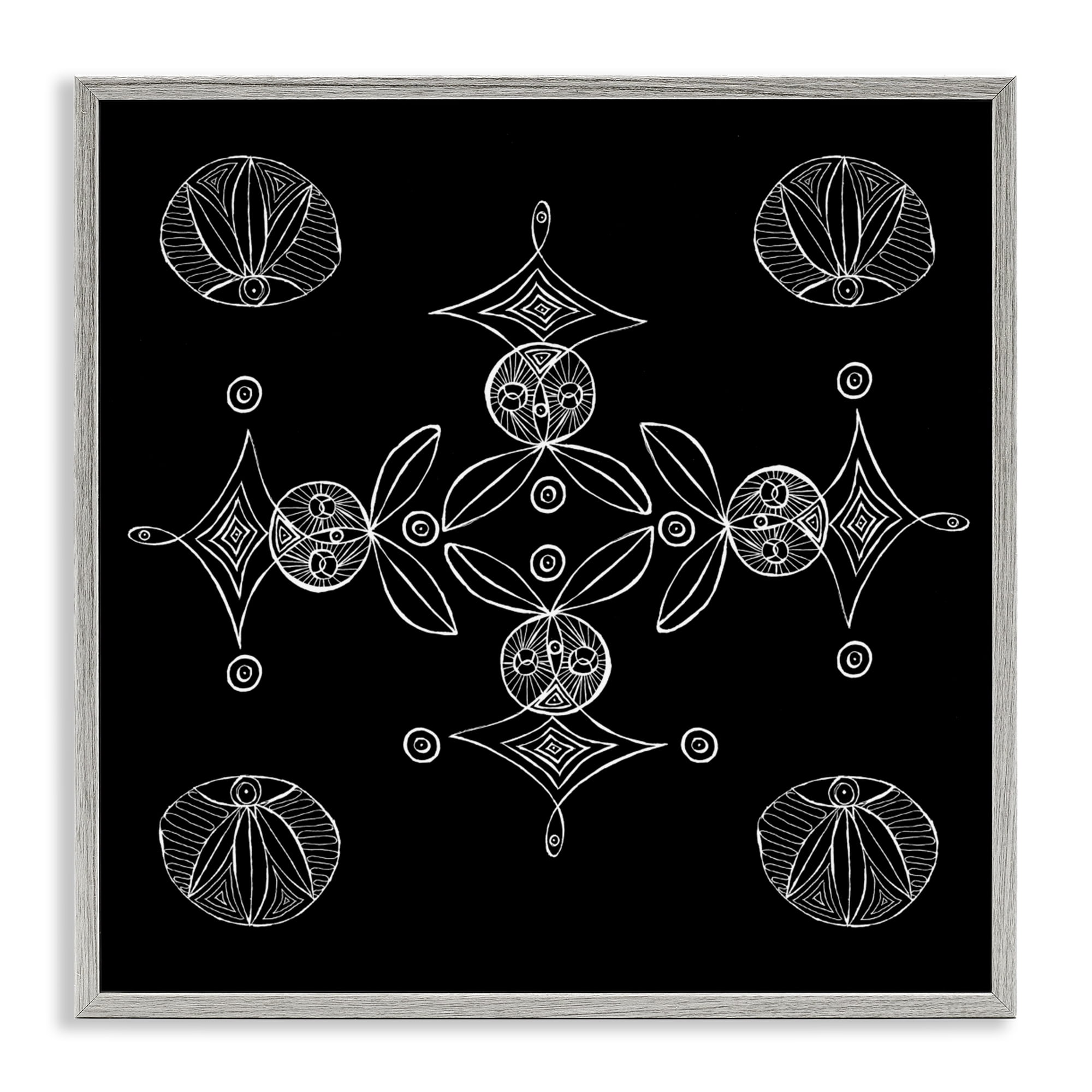 Stupell Industries Simple Monochrome Fractals Gray Framed Giclee Art, design by El Perkin