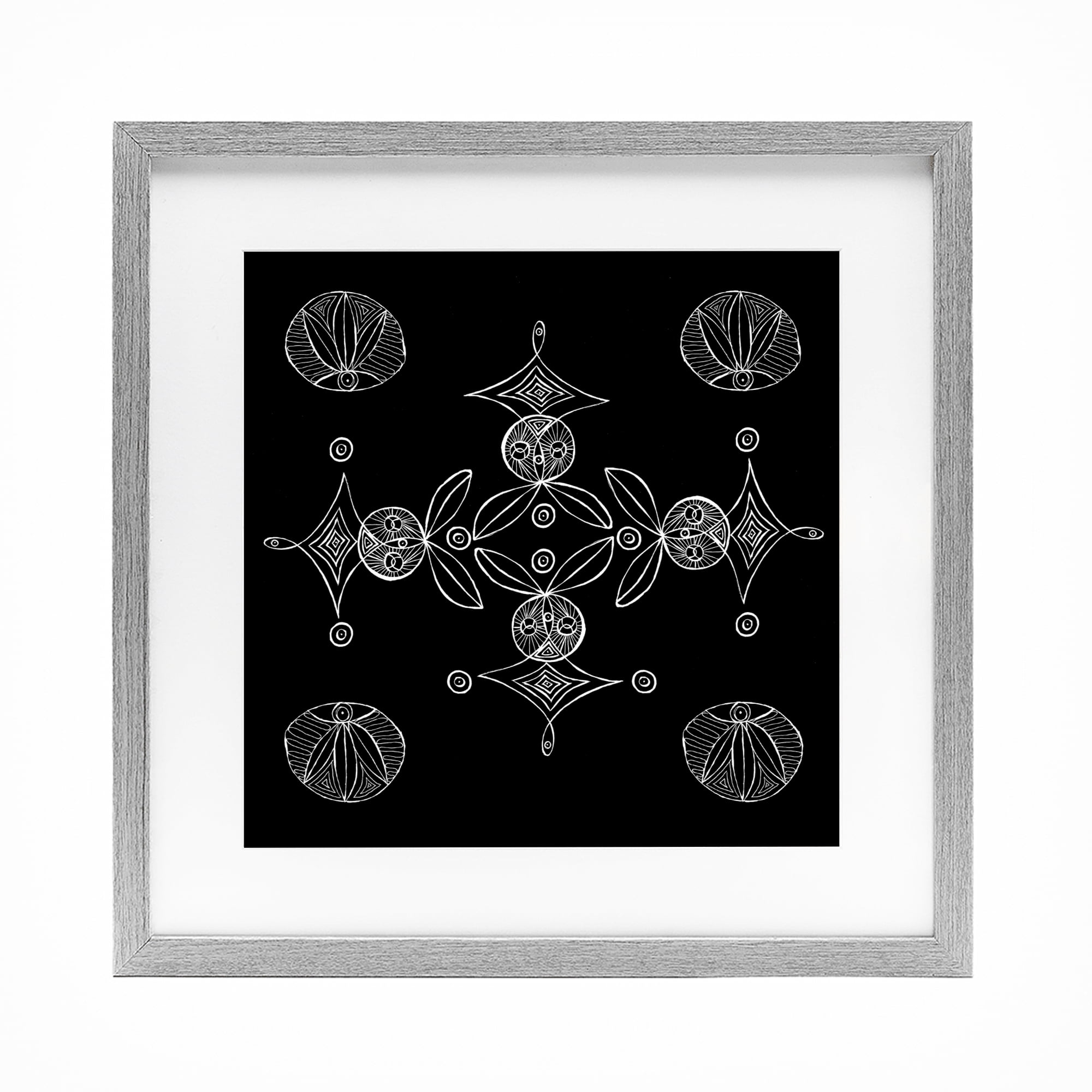 Stupell Industries Simple Monochrome Fractals Gray Framed Print Under Glass, design by El Perkin