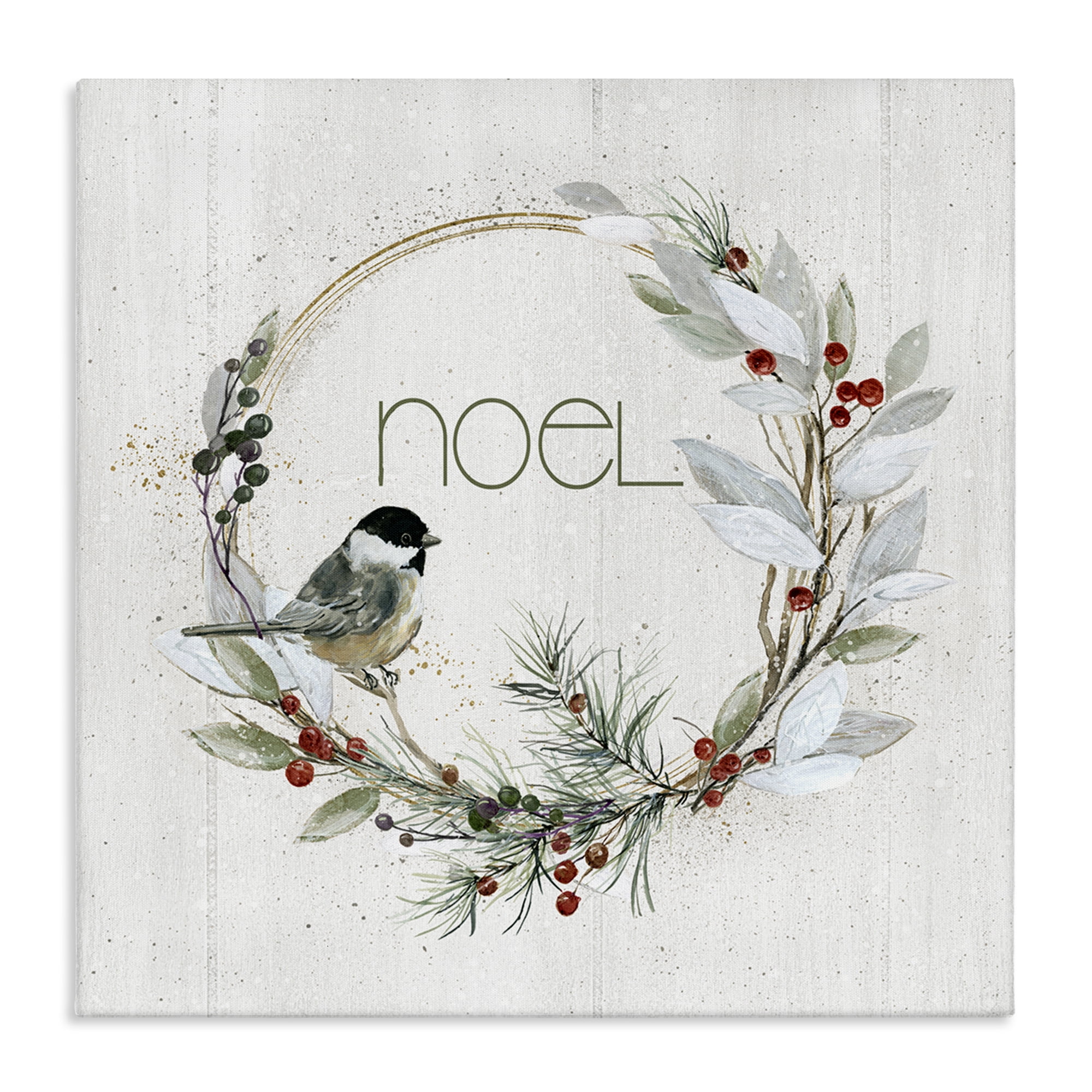 Stupell Industries Simple Noel Wreath Holiday Painting Gallery Wrapped Canvas Art Prints Wall Art, 36 x 36