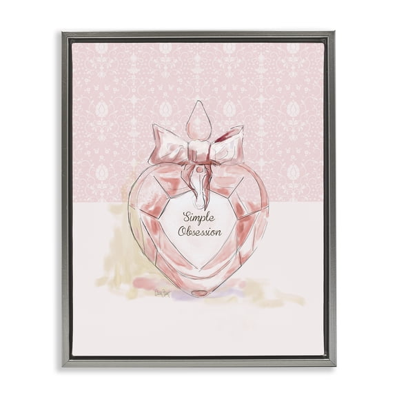 Stupell Industries Simple Obsession Pastel Perfume Fashion Painting Gray Floater Framed Canvas Art Print Wall Art, 25 x 31