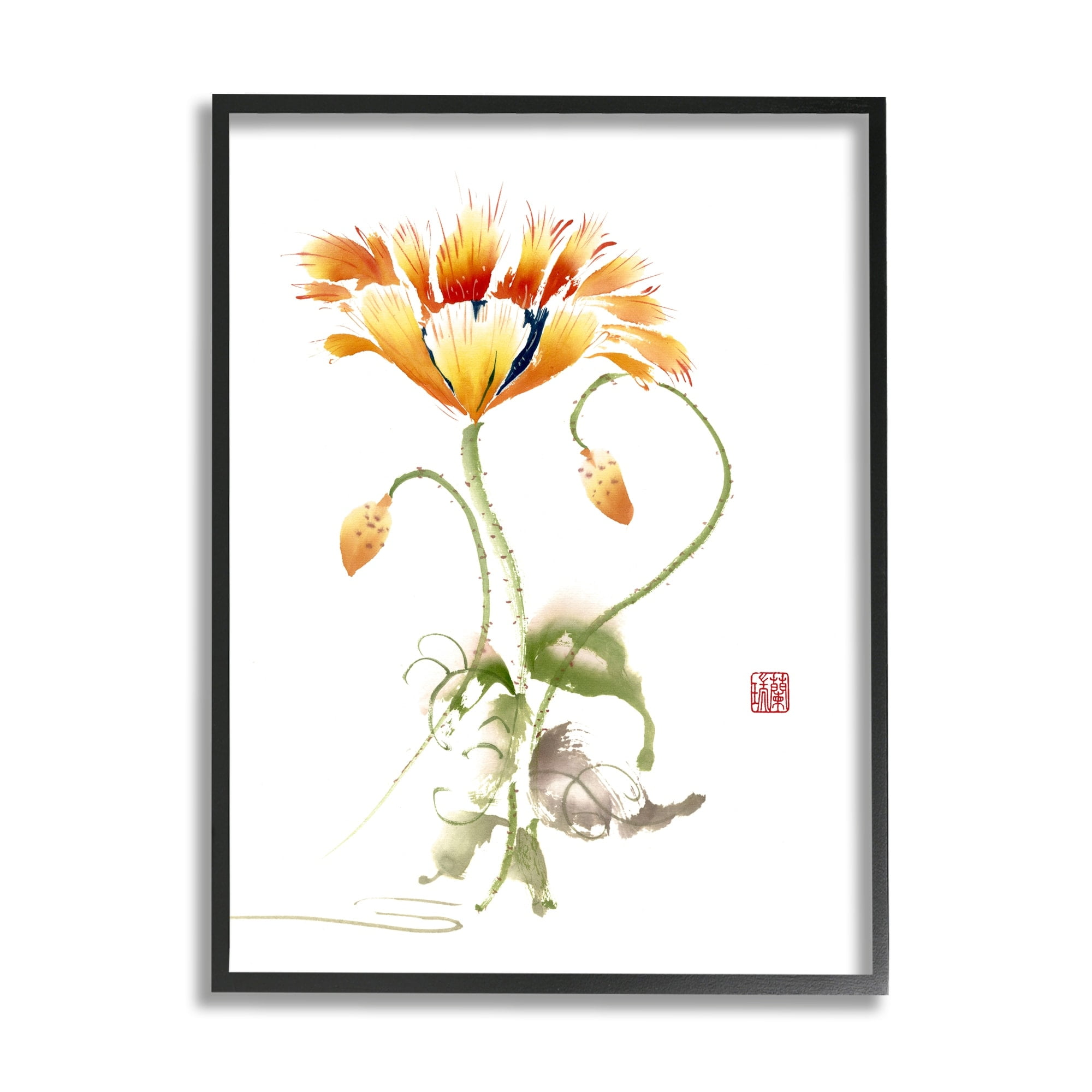 Stupell Industries Simple Orange Yellow Daisy Flower Blossom Illustration , 11 x 14, Design by Nan Rae