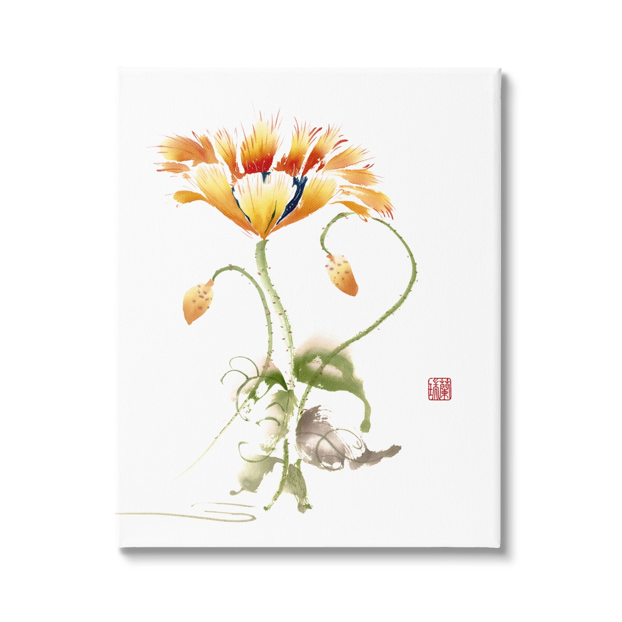 Stupell Industries Simple Orange Yellow Daisy Flower Blossom Illustration , 24 x 30, Design by Nan Rae