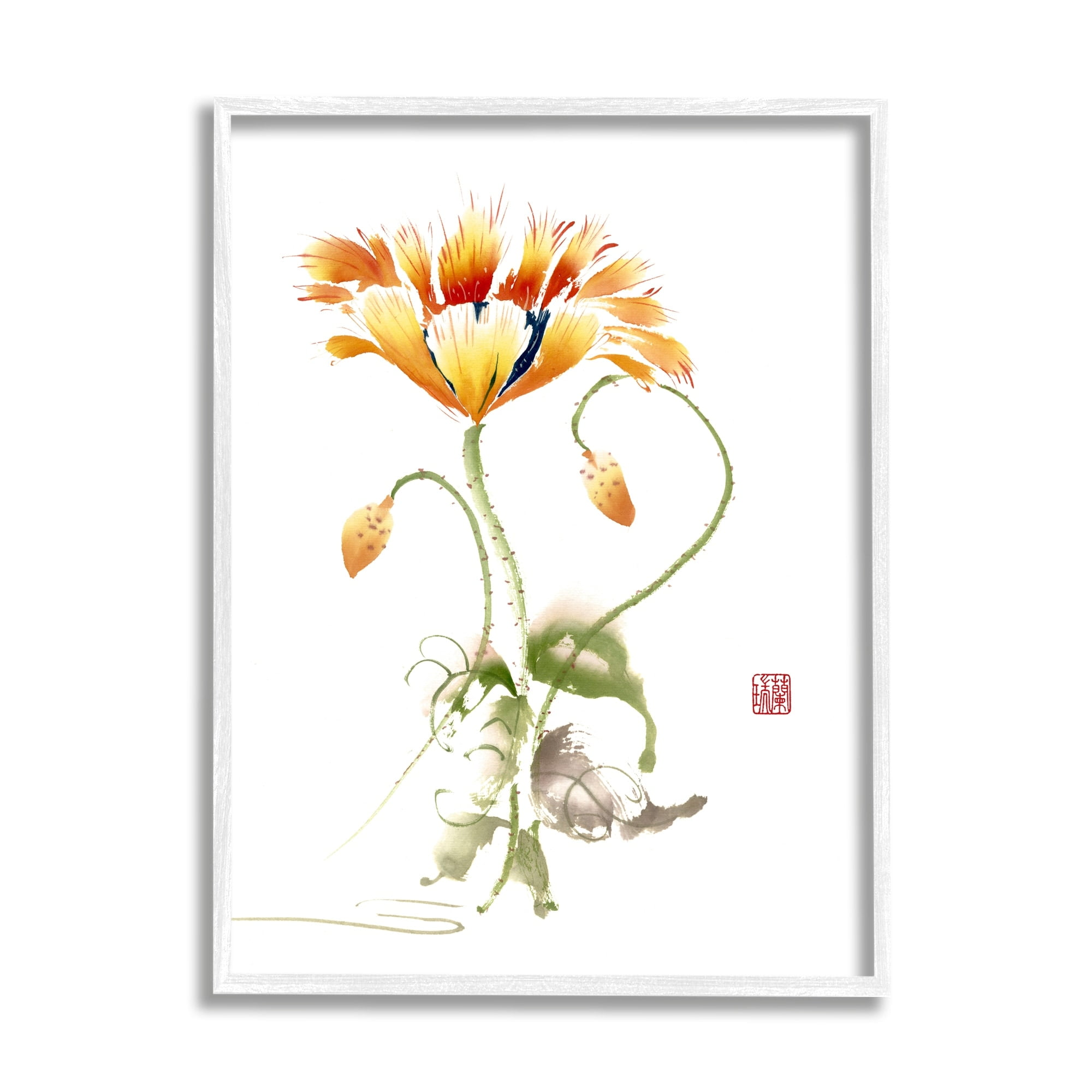 Stupell Industries Simple Orange Yellow Daisy Flower Blossom Illustration , 24 x 30, Design by Nan Rae