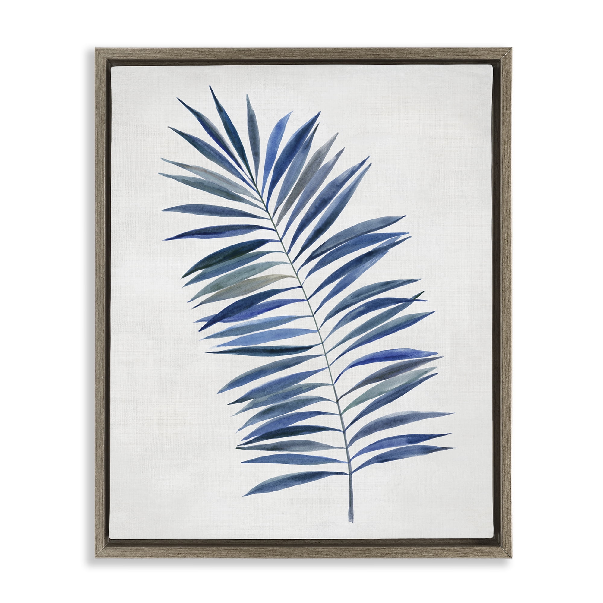 Stupell Industries Simple Palm Leaf Plants & Flowers Painting Brown Floater Framed Canvas Art Print Wall Art, 25 x 31