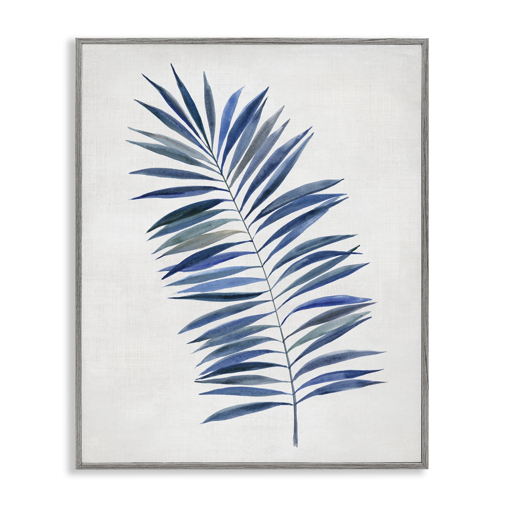 Stupell Industries Simple Palm Leaf Plants & Flowers Painting Gray Framed Art Print Wall Art, 16 x 20