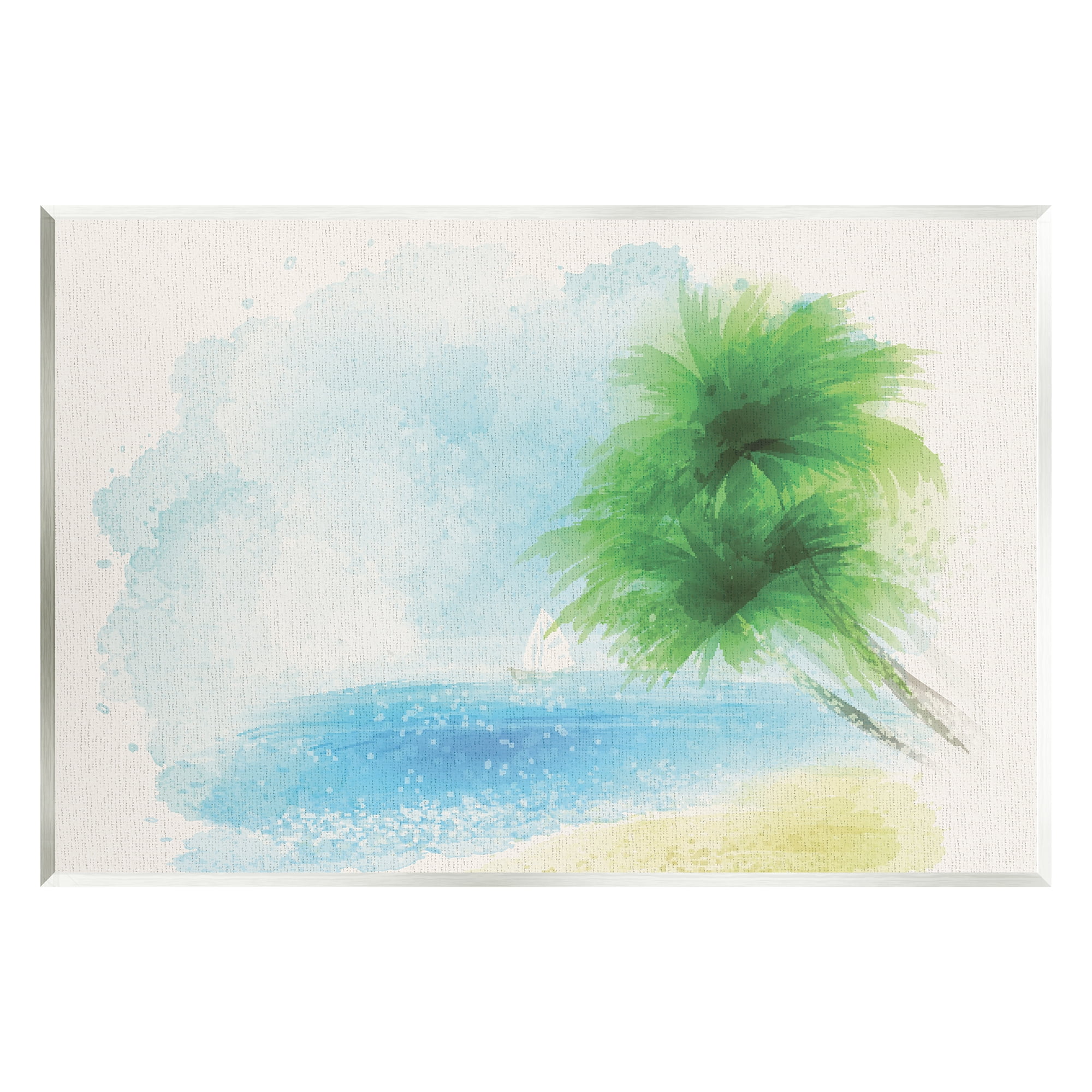 Stupell Industries Simple Palm Tree Beach Painting Coastal Painting Unframed Art Print Wall Art
