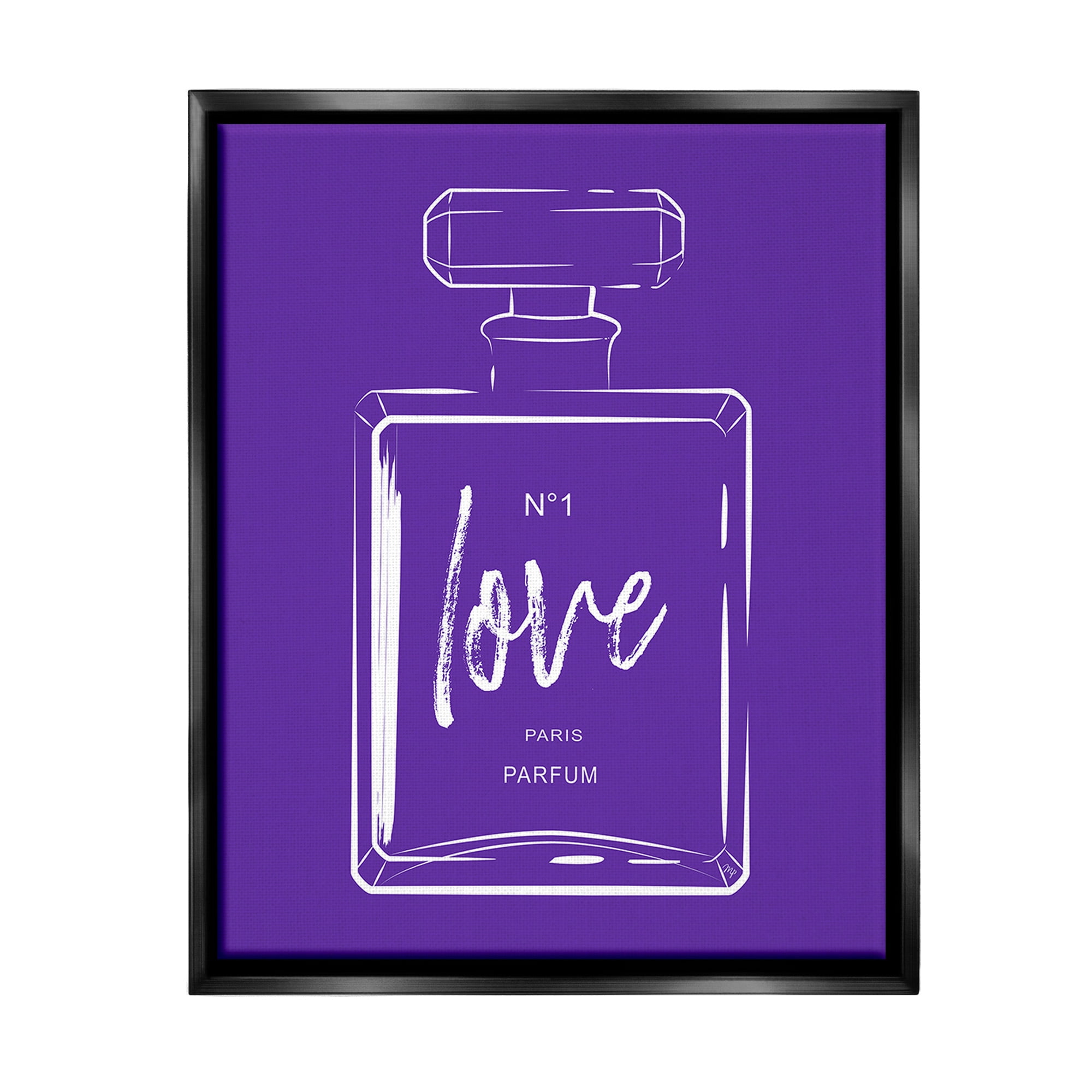 Stupell Industries Simple Perfume on Purple Beauty & Fashion Painting Black Floater Framed Canvas Art Print Wall Art, 25 x 31
