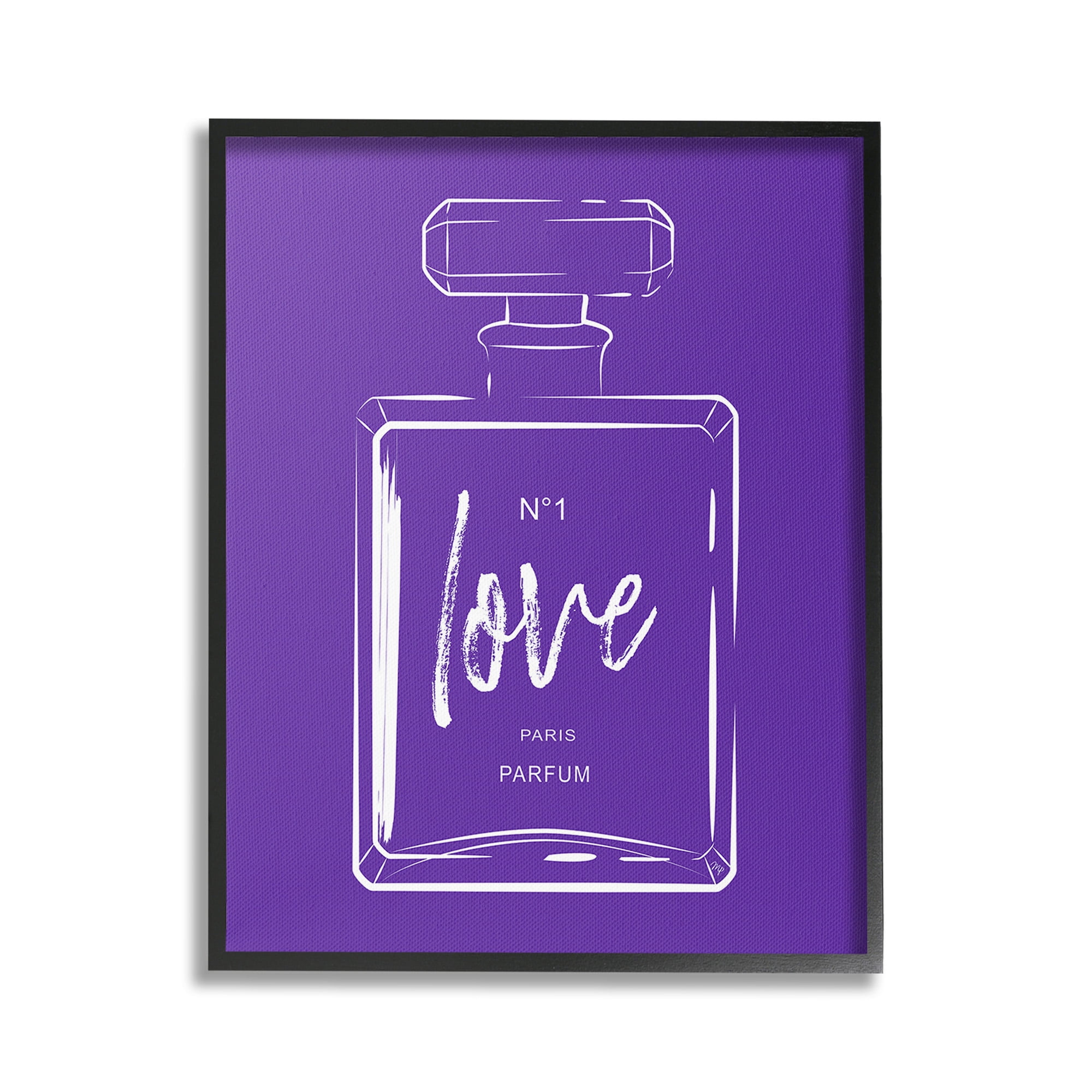 Stupell Industries Simple Perfume on Purple Beauty & Fashion Painting Black Framed Art Print Wall Art, 24 x 30