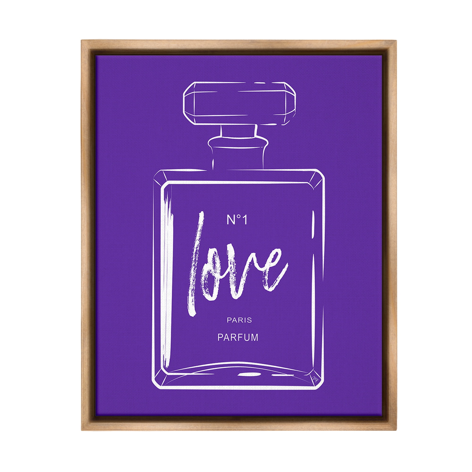 Stupell Industries Simple Perfume on Purple Beauty & Fashion Painting Brown Floater Framed Canvas Art Print Wall Art, 25 x 31