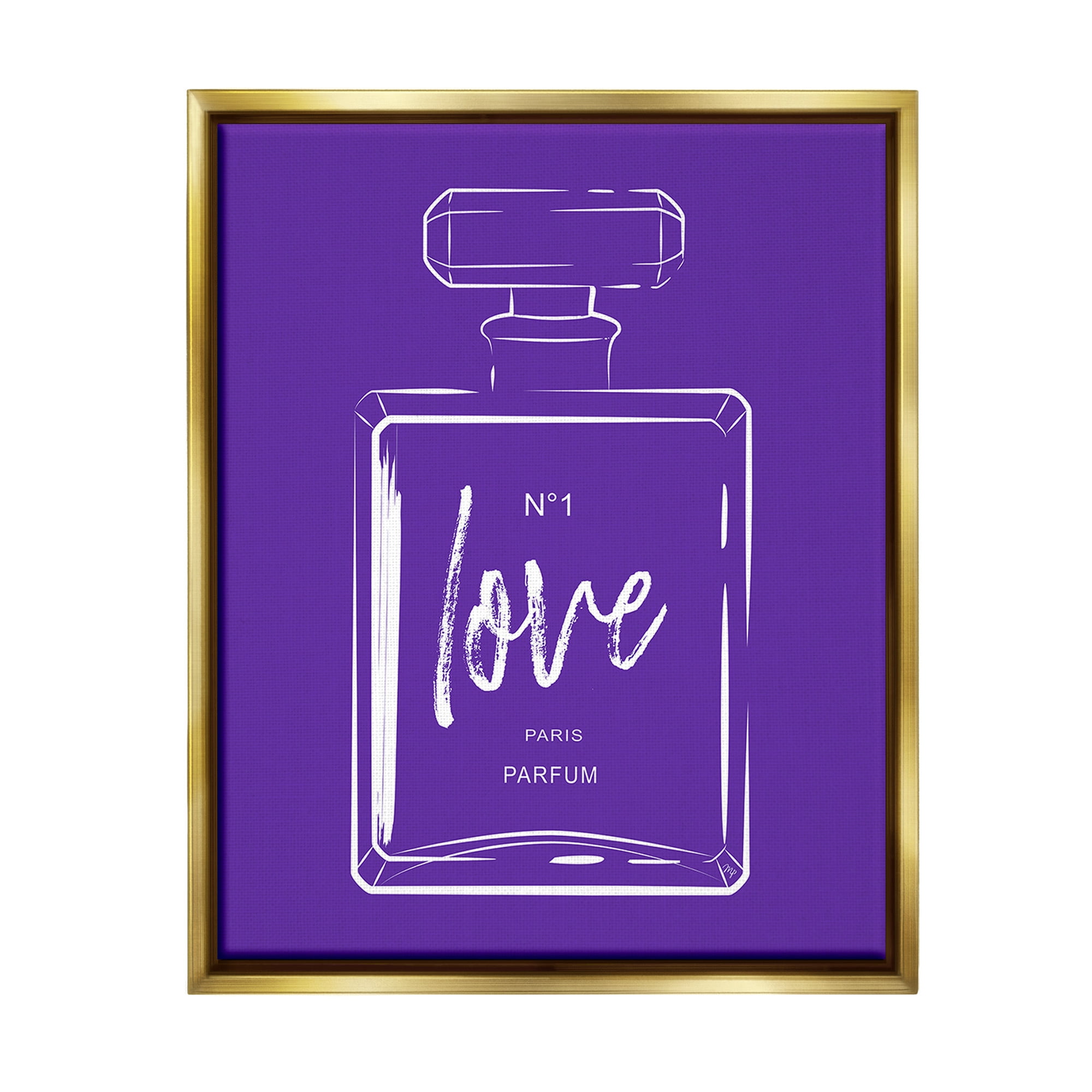 Stupell Industries Simple Perfume on Purple Beauty & Fashion Painting Gold Floater Framed Canvas Art Print Wall Art, 25 x 31