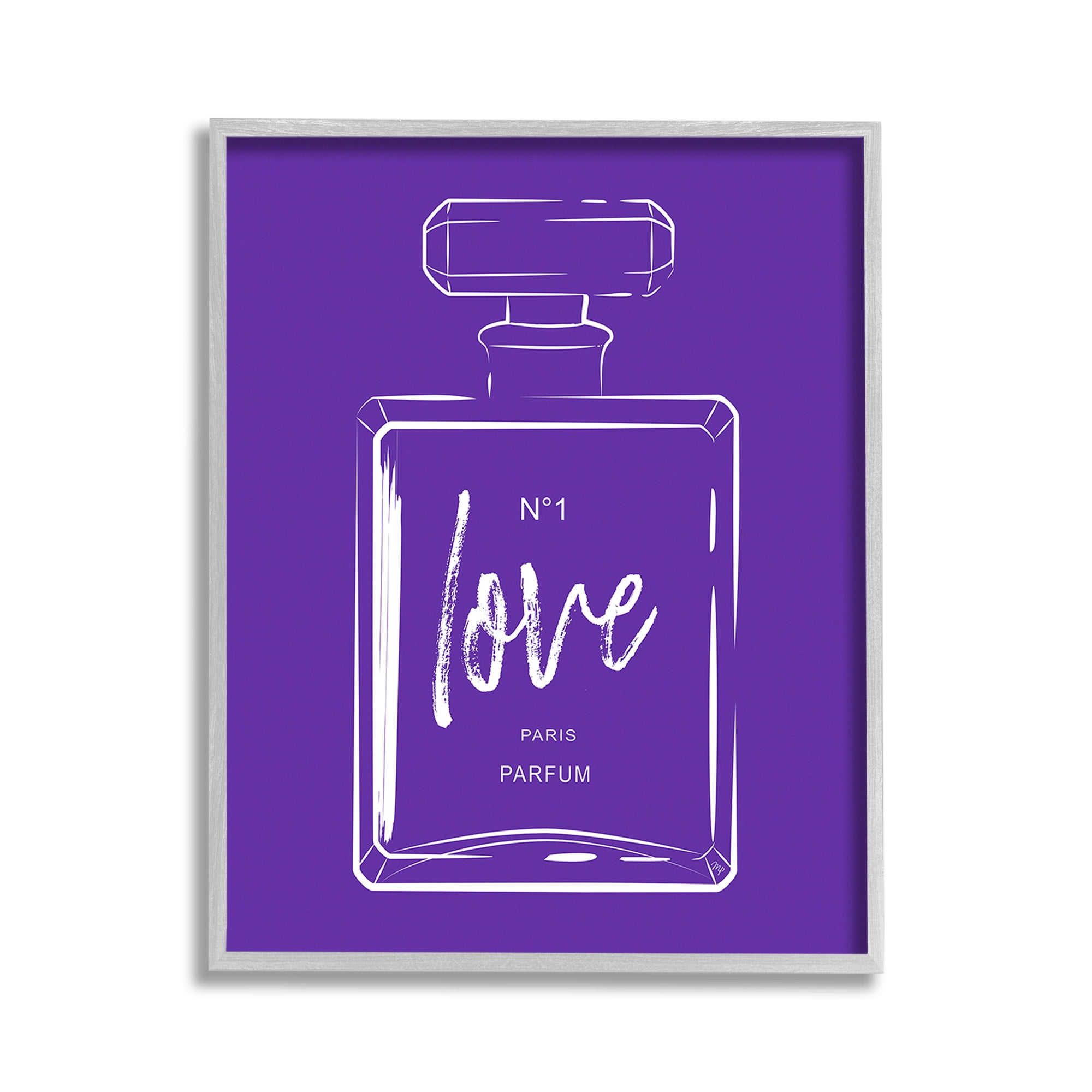 Stupell Industries Simple Perfume on Purple Beauty & Fashion Painting Gray Framed Art Print Wall Art, 11 x 14
