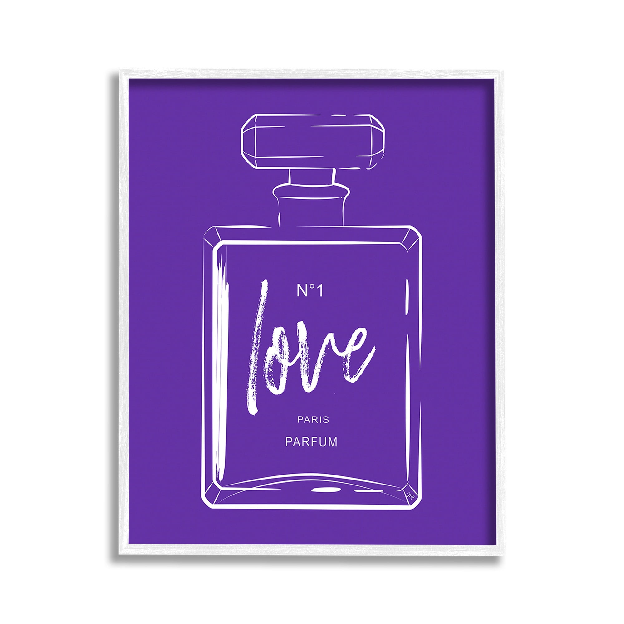 Stupell Industries Simple Perfume on Purple Beauty & Fashion Painting White Framed Art Print Wall Art, 11 x 14