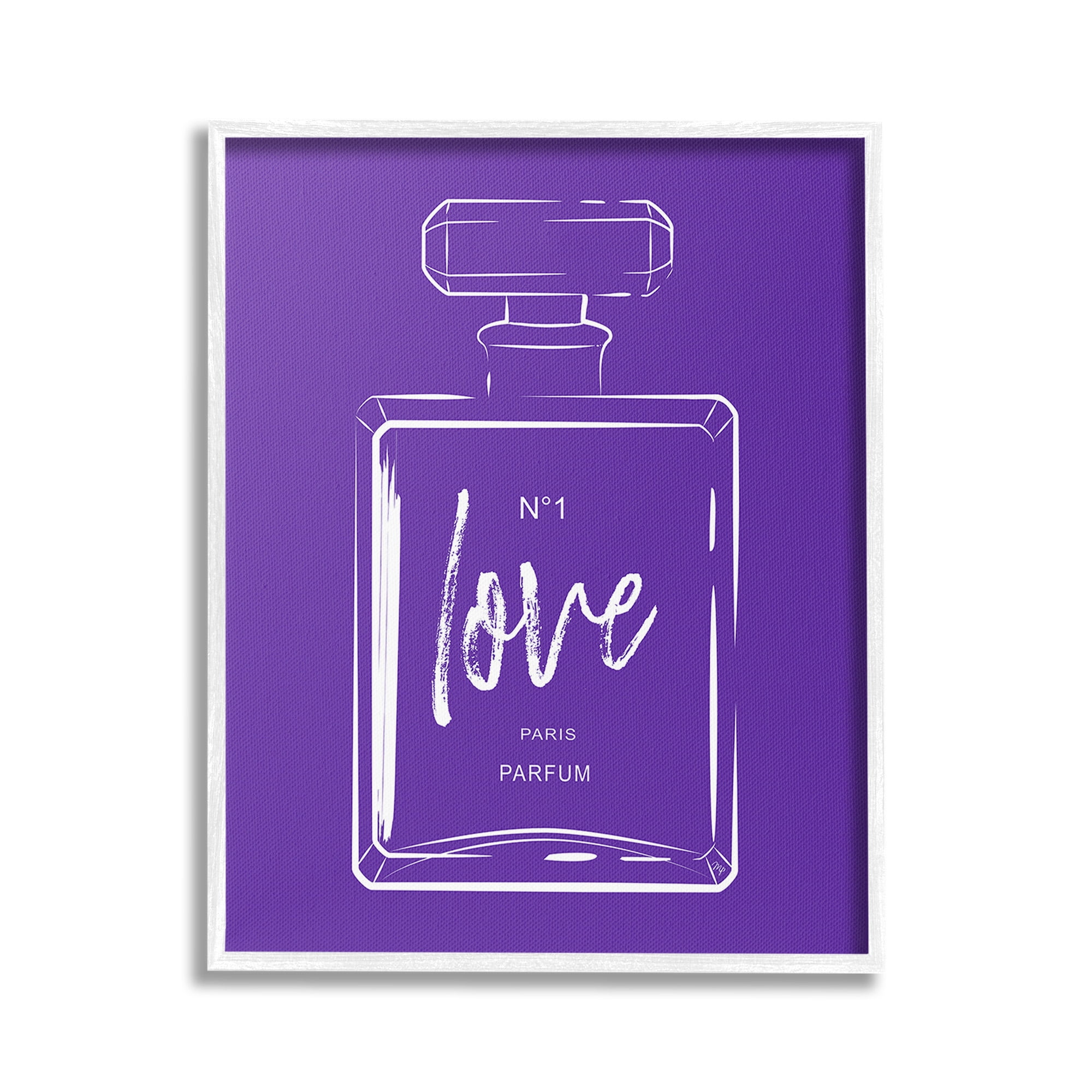 Stupell Industries Simple Perfume on Purple Beauty & Fashion Painting White Framed Art Print Wall Art, 24 x 30