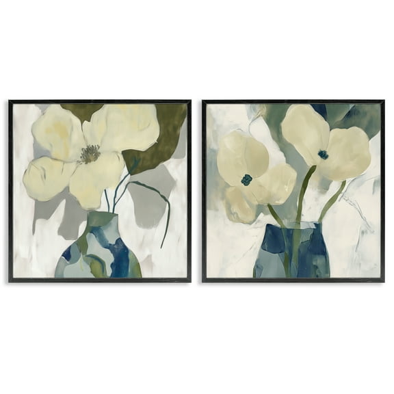 Stupell Industries Simple Petals Boho 2 Piece Black Framed Giclee Art Set design by Elara Yasna, 12 x 12