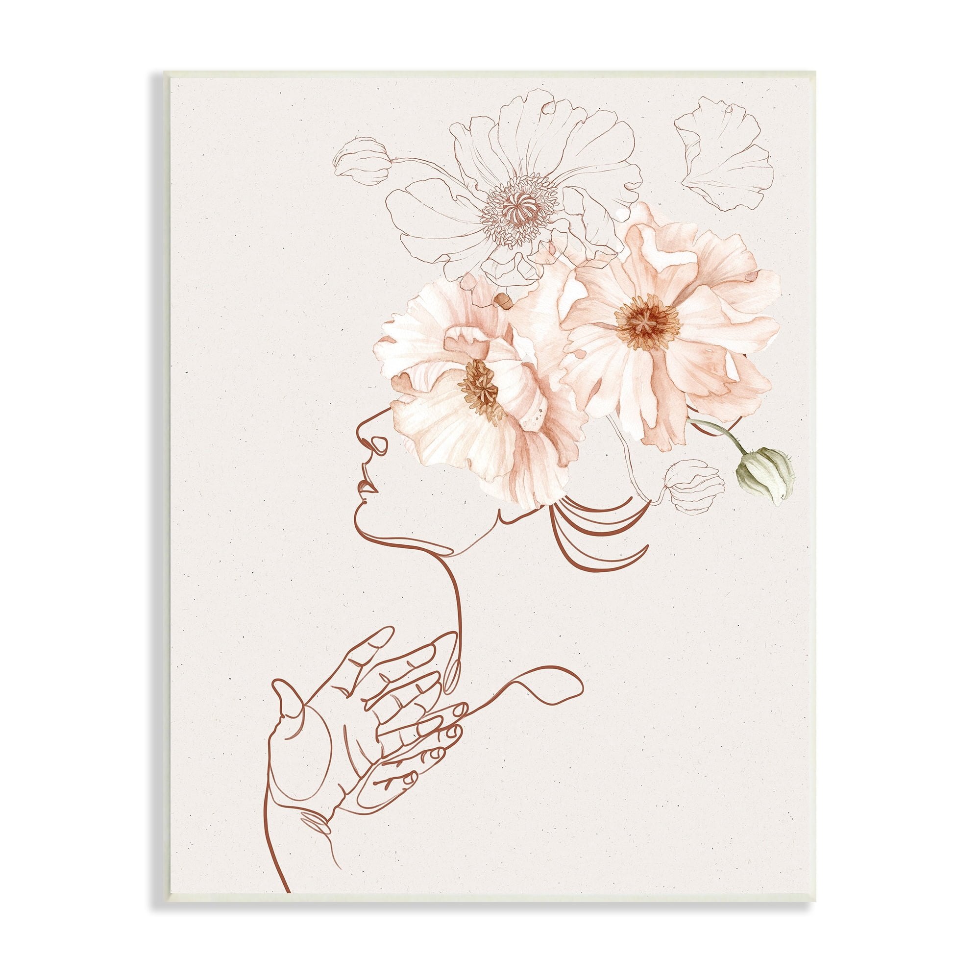 Stupell Industries Simple Pink Botanical Pattern Bouquet Person Outline Wood Wall Art, 10 x 15, Design by Ros Ruseva