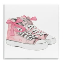 Stupell Industries Simple Pink Bow Sneakers Fashion Painting Unframed Art Print Wall Art, 12 x 12