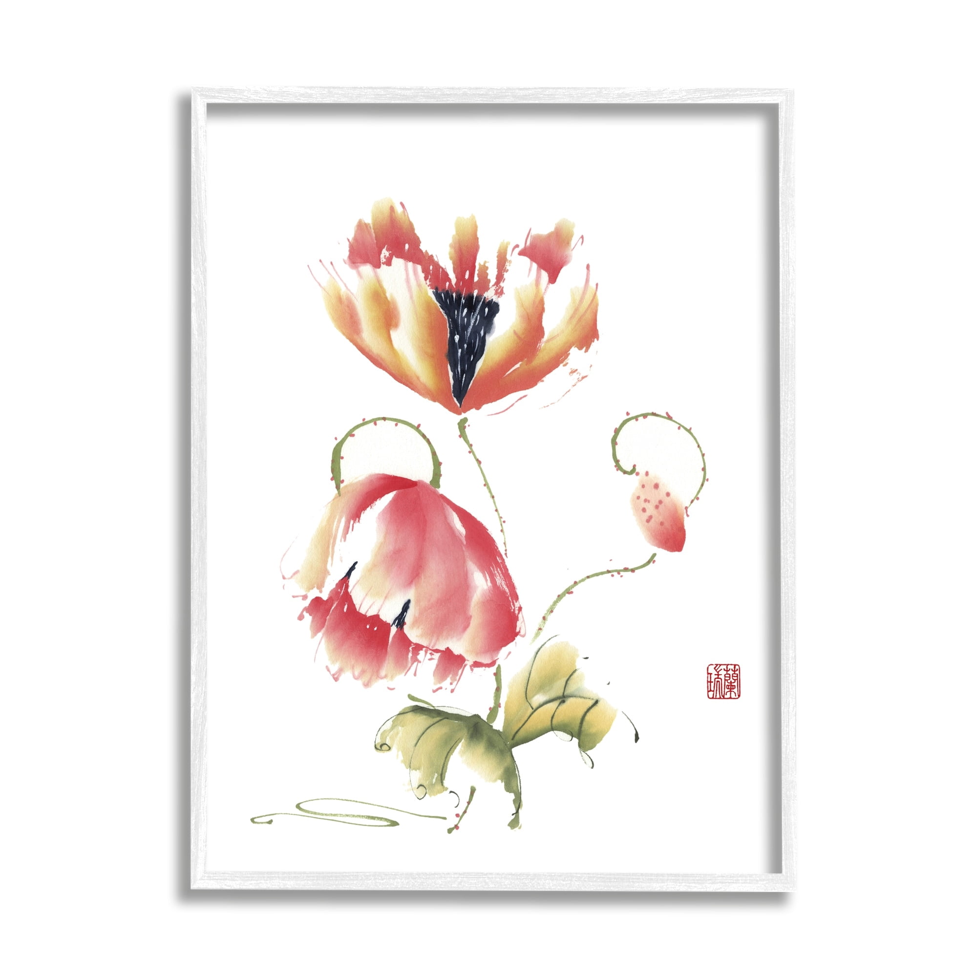 Stupell Industries Simple Pink Orange Floral Petal Blossoms Illustration, 24 x 30, Design by Nan Rae