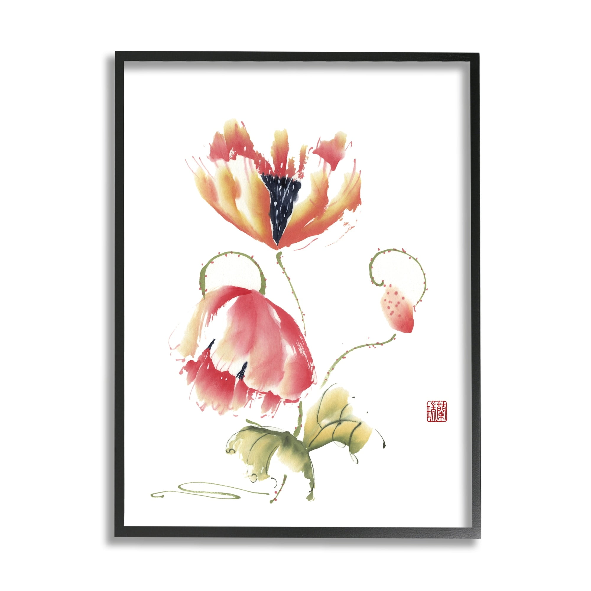 Stupell Industries Simple Pink Orange Floral Petal Blossoms Illustration, 24 x 30, Design by Nan Rae