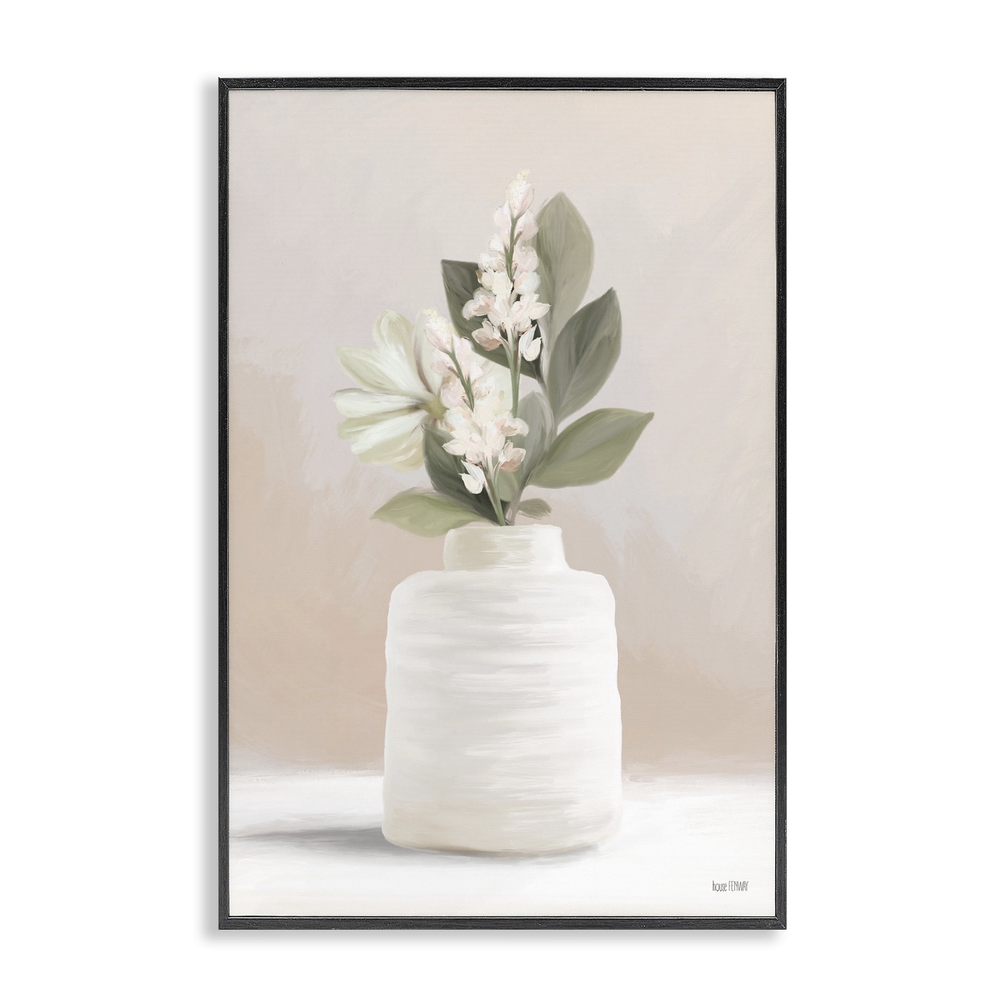 Stupell Industries Simple Potted Herb Botanical & Floral Painting Black Framed Art Print Wall Art, 16 x 24