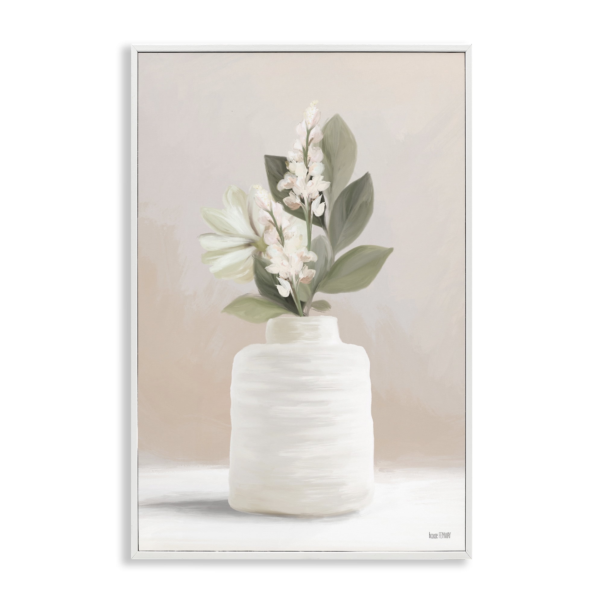 Stupell Industries Simple Potted Herb Botanical & Floral Painting White Framed Art Print Wall Art, 12 x 18