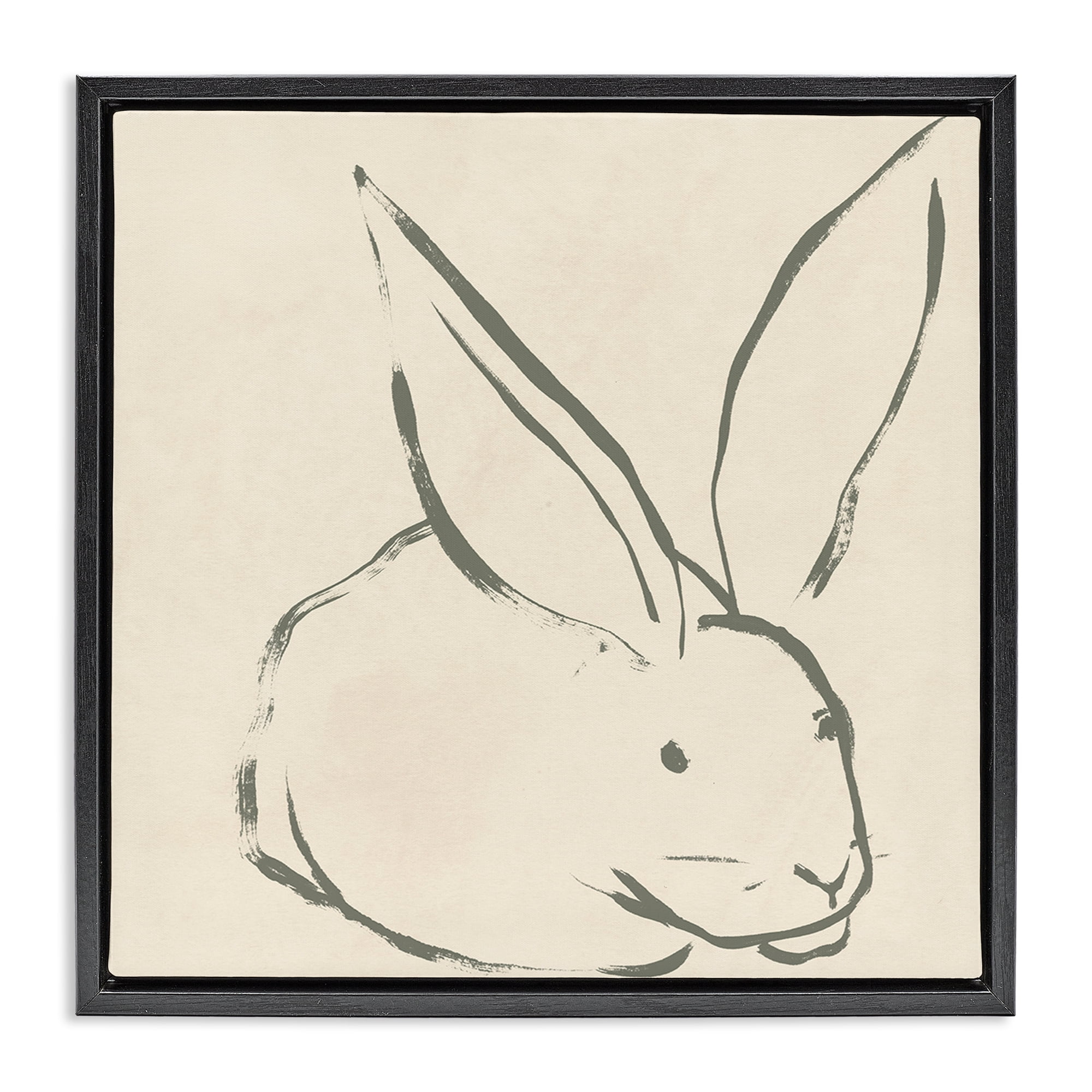 Stupell Industries Simple Rabbit Outline Animals & Insects Drawing Black Floater Framed Canvas Art Print Wall Art, 25 x 25