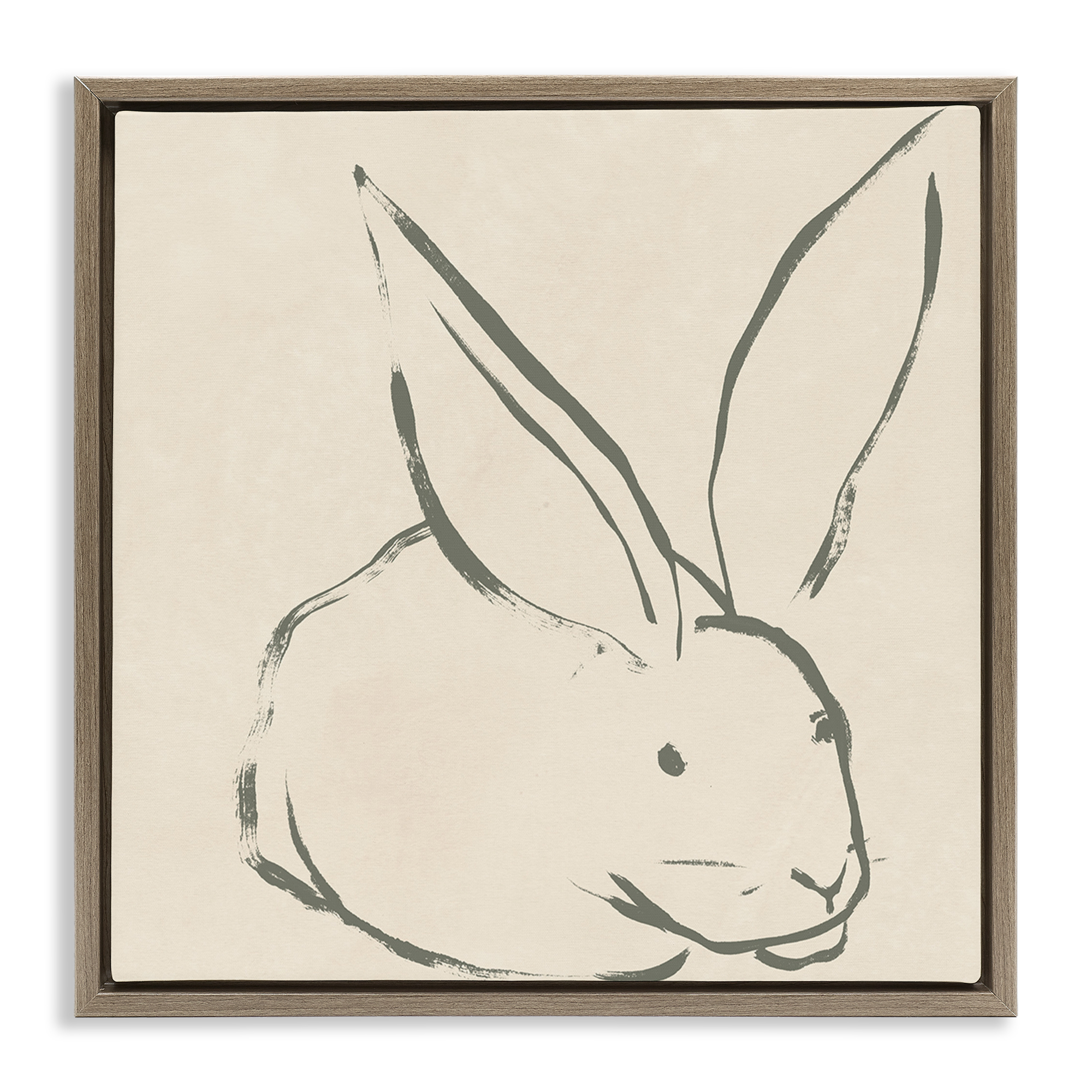 Stupell Industries Simple Rabbit Outline Animals & Insects Drawing Brown Floater Framed Canvas Art Print Wall Art, 18 x 18