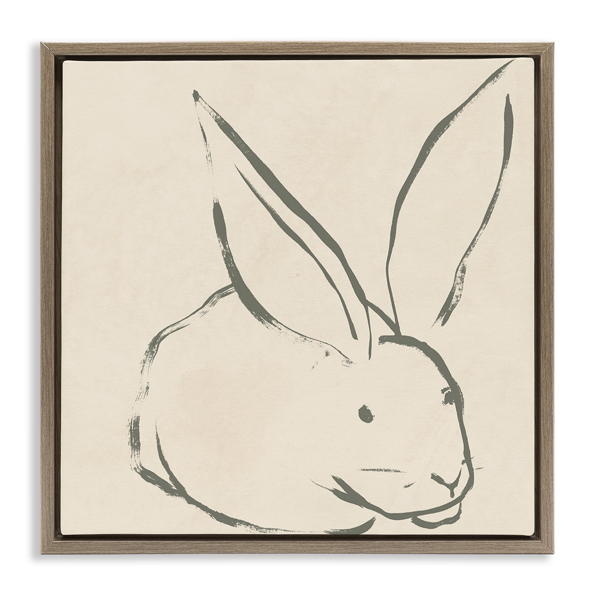 Stupell Industries Simple Rabbit Outline Animals & Insects Drawing Brown Floater Framed Canvas Art Print Wall Art, 25 x 25