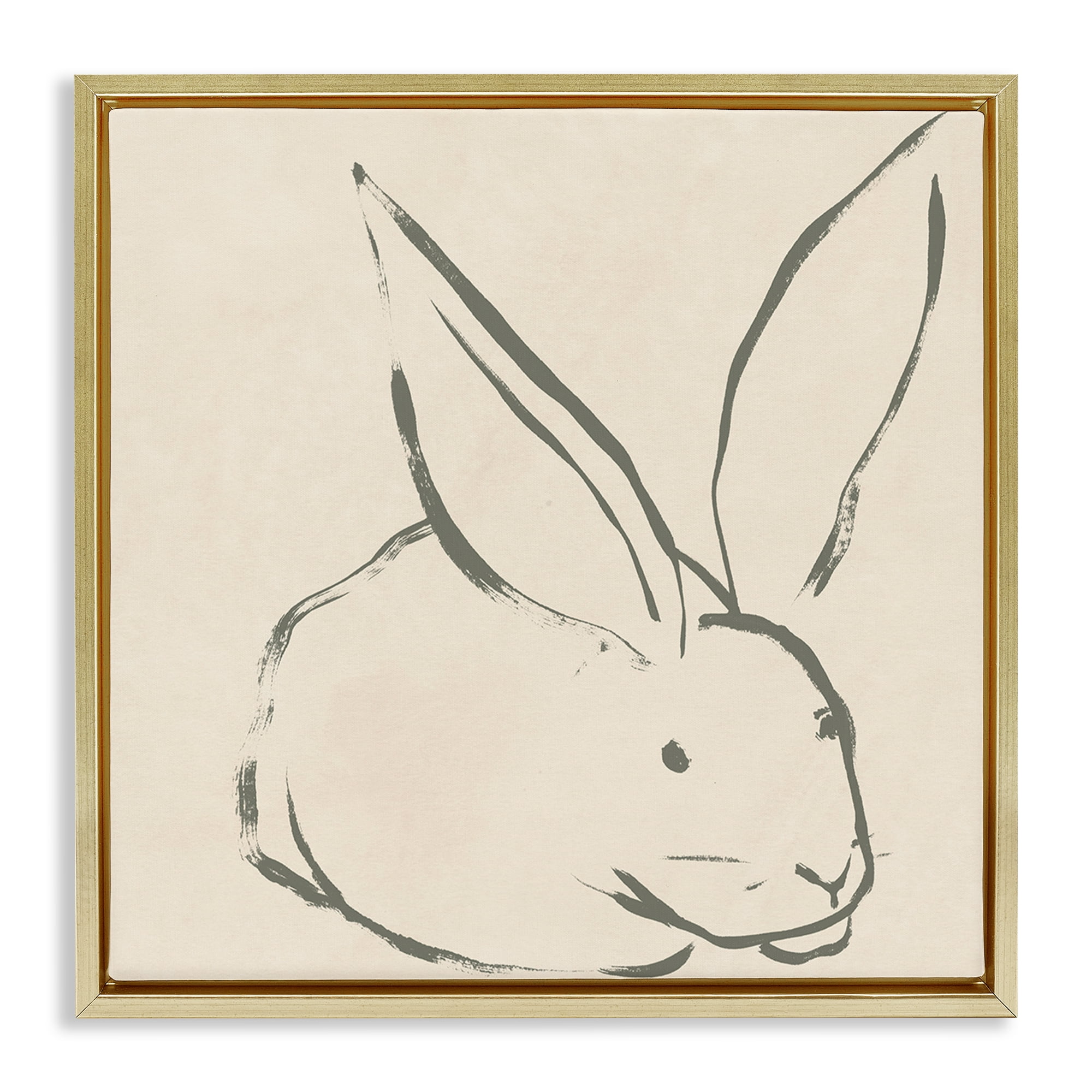 Stupell Industries Simple Rabbit Outline Animals & Insects Drawing Gold Floater Framed Canvas Art Print Wall Art, 18 x 18