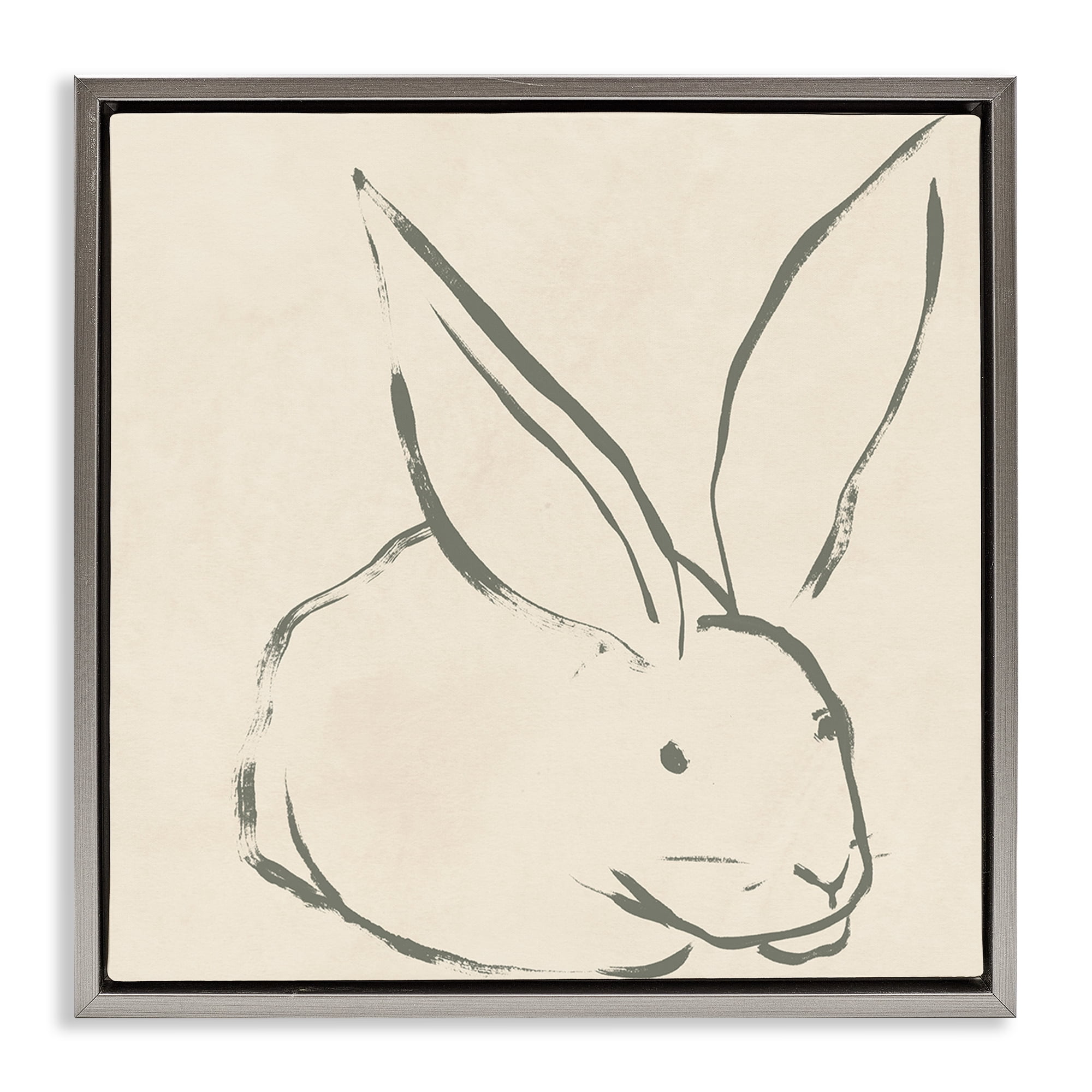 Stupell Industries Simple Rabbit Outline Animals & Insects Drawing Gray Floater Framed Canvas Art Print Wall Art, 25 x 25