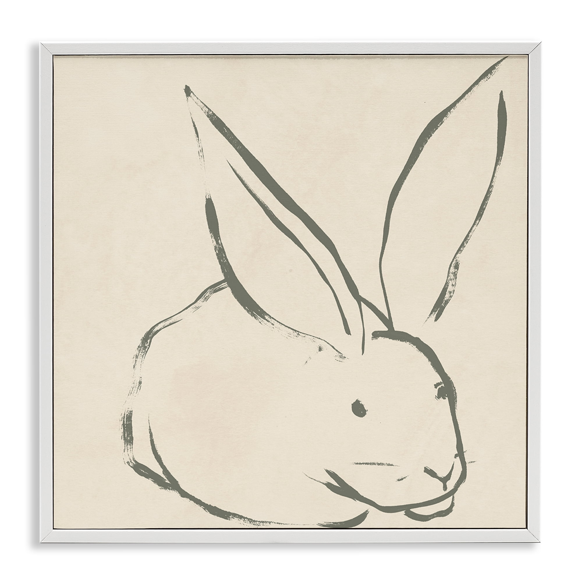 Stupell Industries Simple Rabbit Outline Animals & Insects Drawing White Framed Art Print Wall Art, 24 x 24