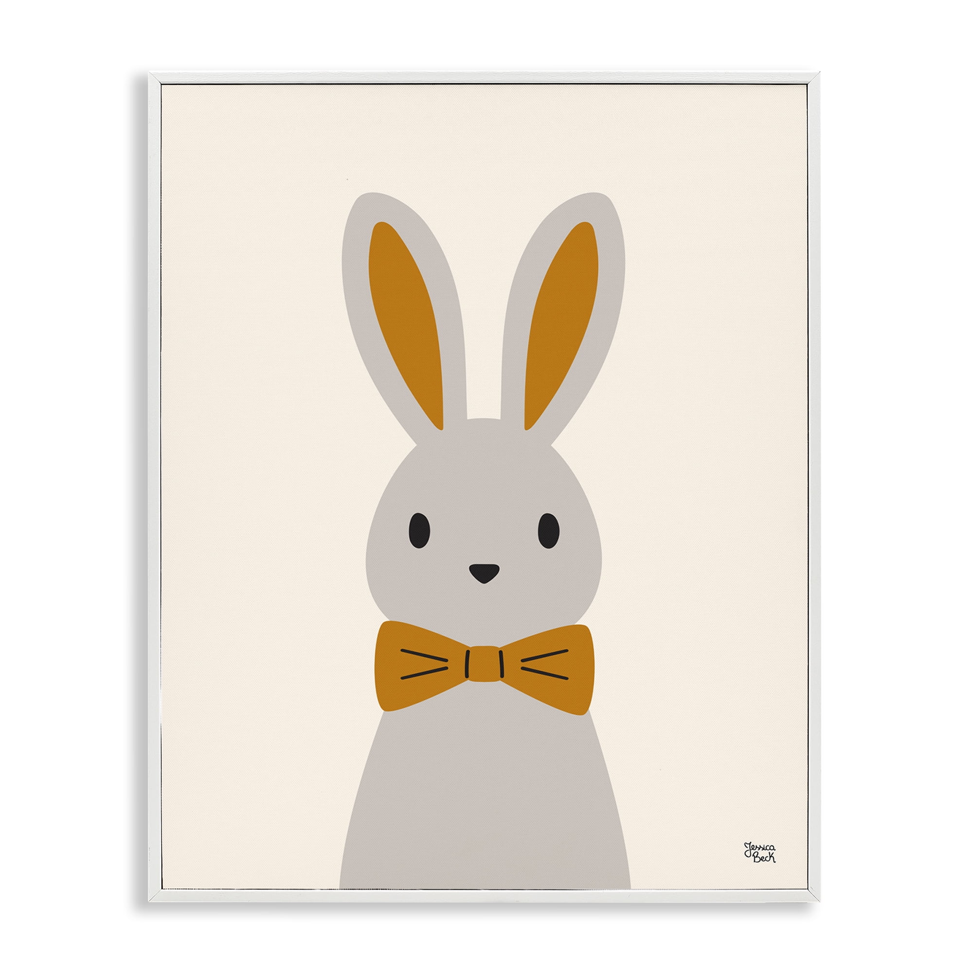 Stupell Industries Simple Rabbit with Bowtie Animals Painting White Framed Art Print Wall Art, 11 x 14