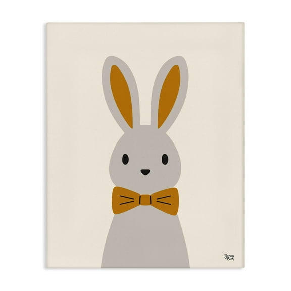 Stupell Industries Simple Rabbit with Bowtie Animals Painting Wrapped Canvas Art Print Wall Art, 16 x 20