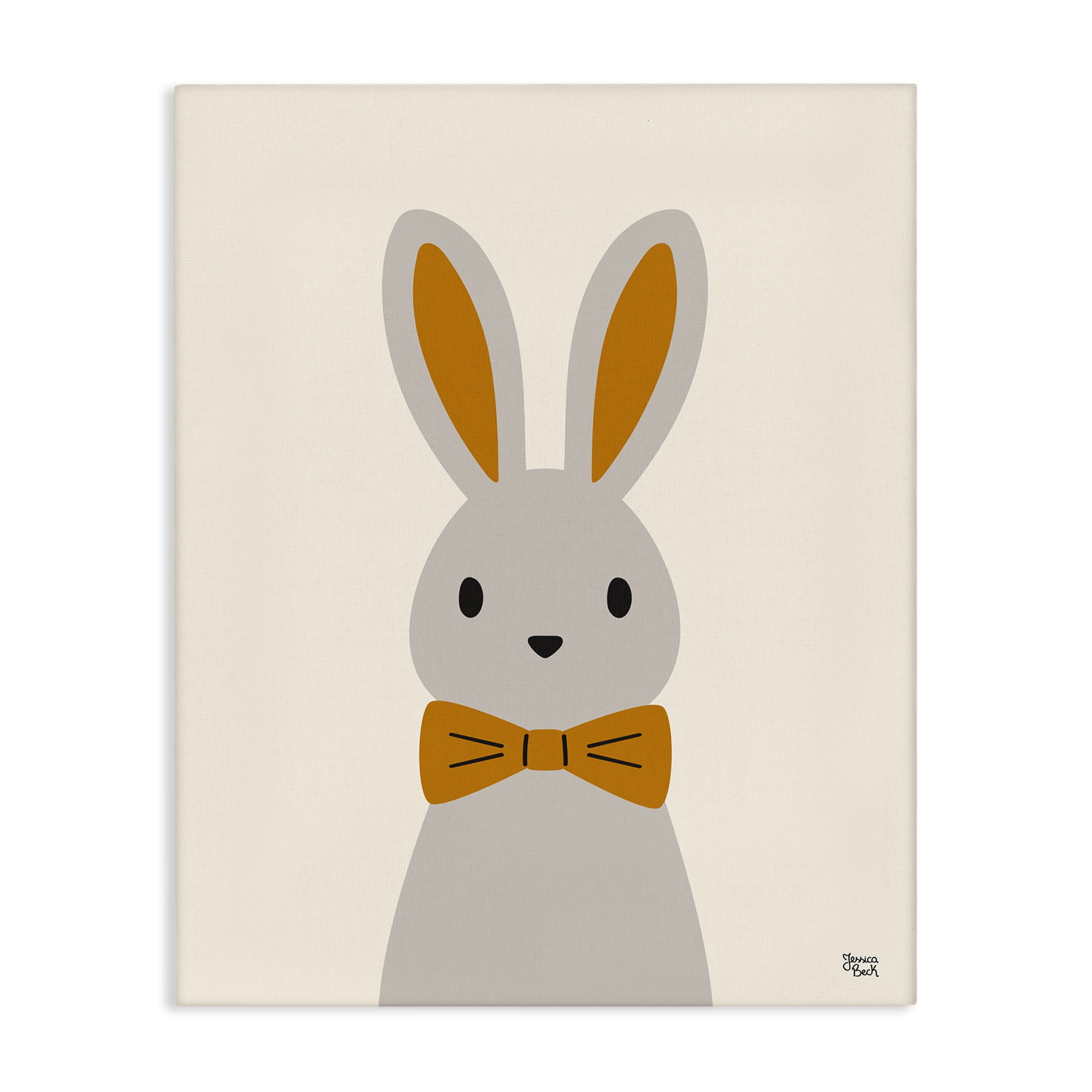 Stupell Industries Simple Rabbit with Bowtie Animals Painting Wrapped Canvas Art Print Wall Art, 24 x 30